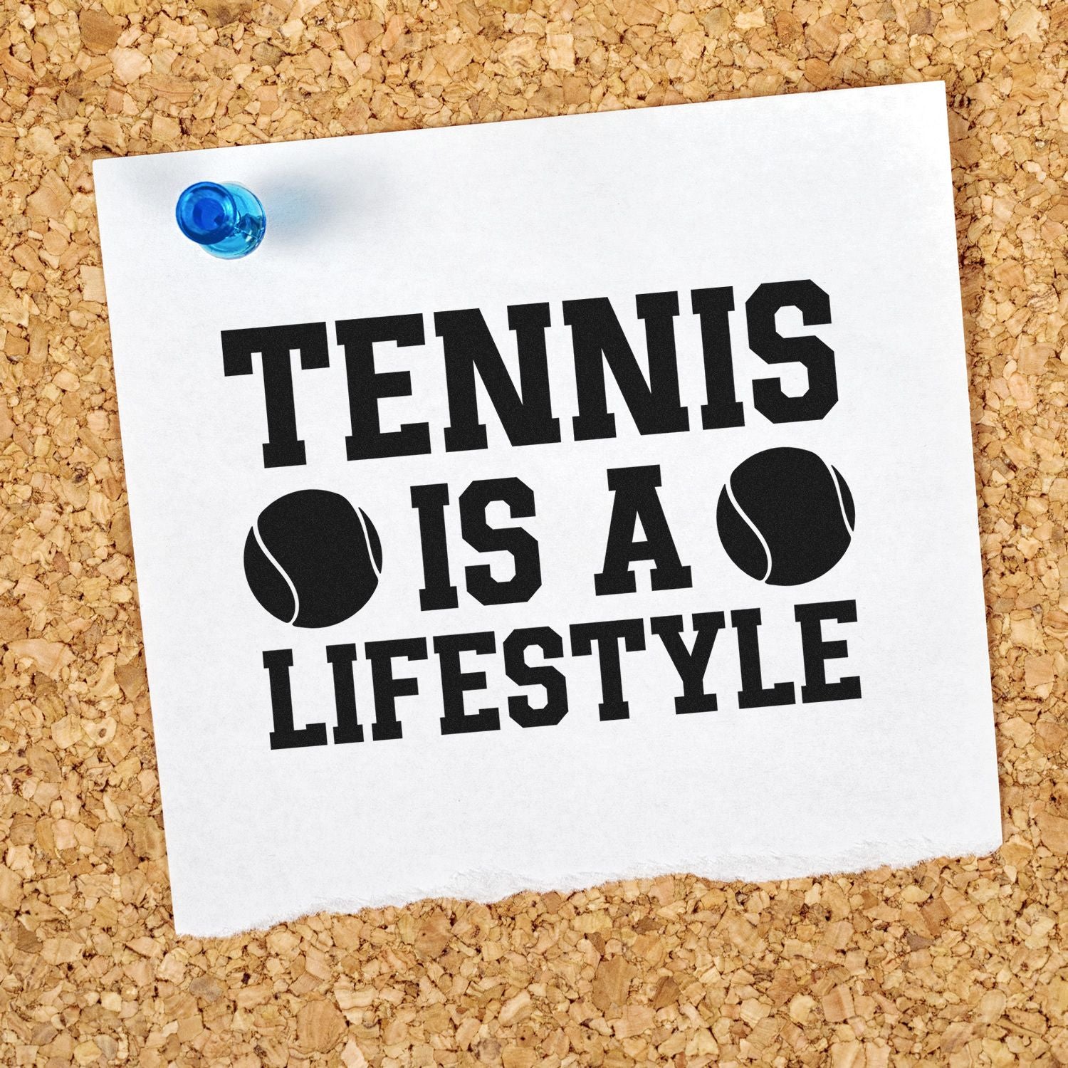 Tennis is a lifestyle rubber stamp design with tennis balls, perfect for custom sports stamps and crafting.