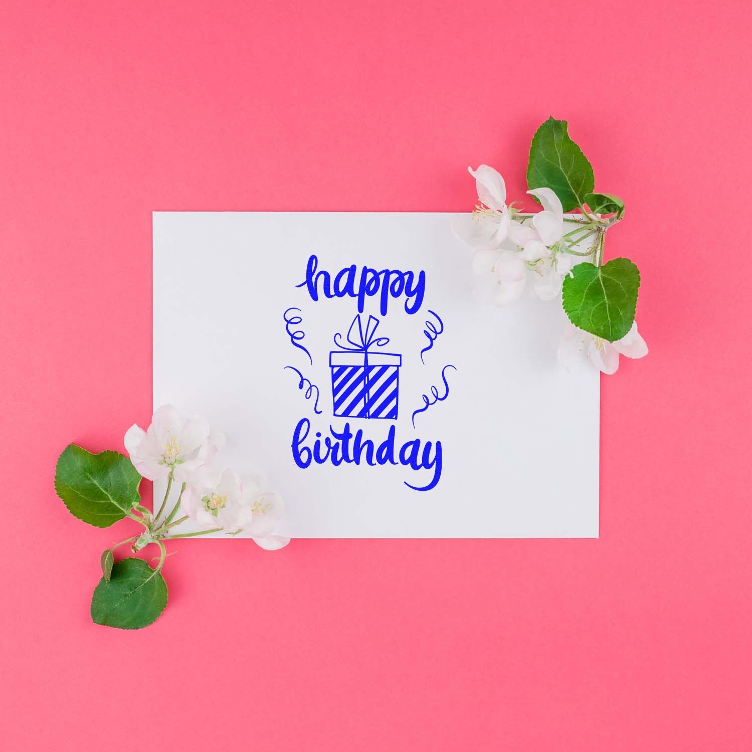 Happy birthday rubber stamp design with gift box icon, perfect for custom birthday cards, scrapbooking, and party crafts.