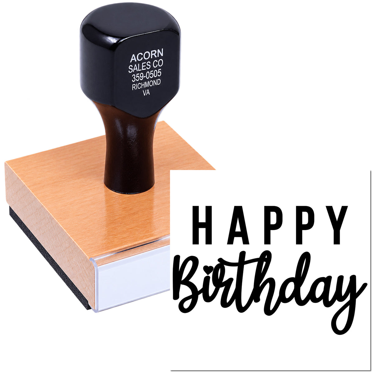 Happy Birthday rubber stamp for cards, invitations, and custom birthday greeting projects.