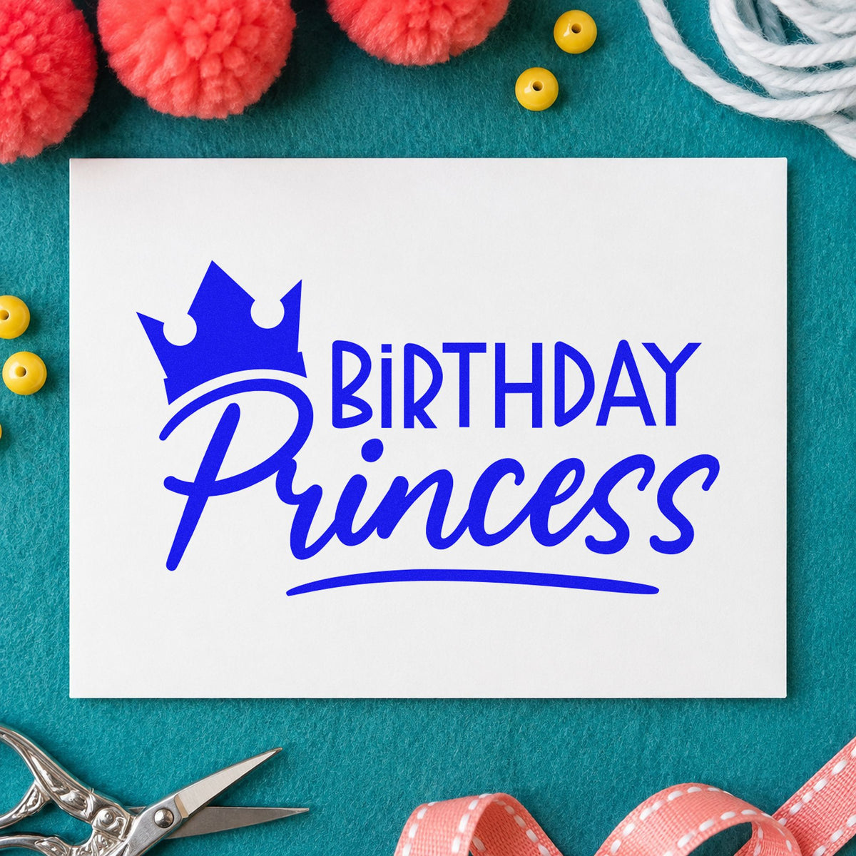 Birthday Princess Crown Script Lettering Hand Stamp – Duo in use 5