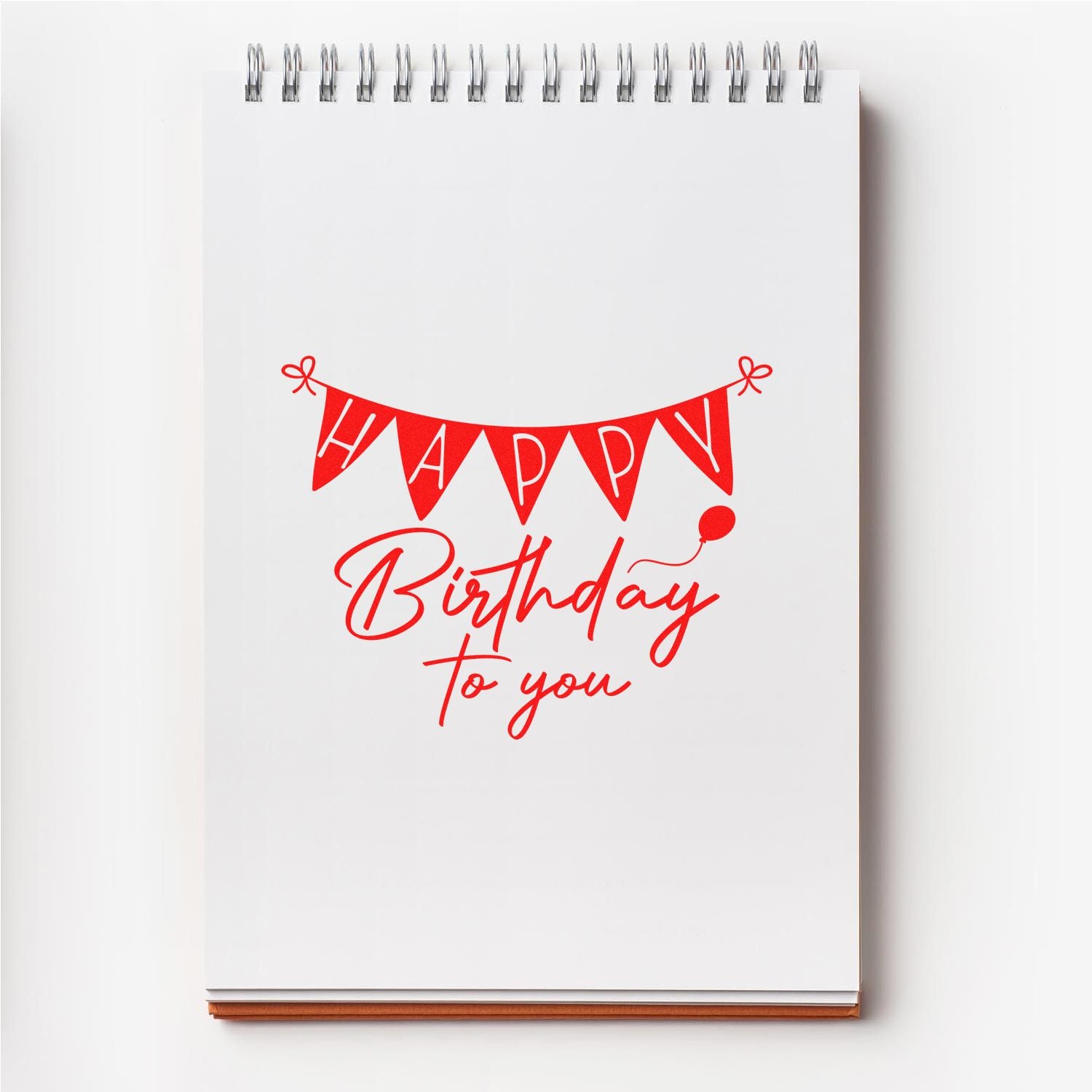 Happy Birthday to You rubber stamp design with festive red bunting for birthday cards and scrapbooking