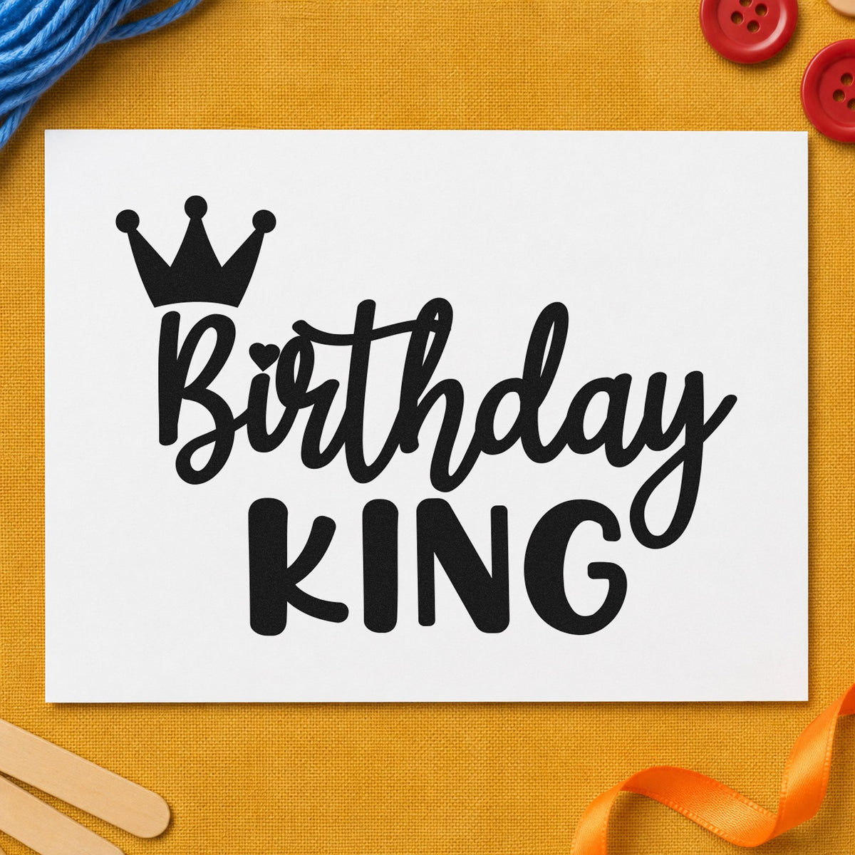 Birthday King Tilted Crown rubber stamp printed in black ink, ready for tilted crown cards and similar paper crafts.