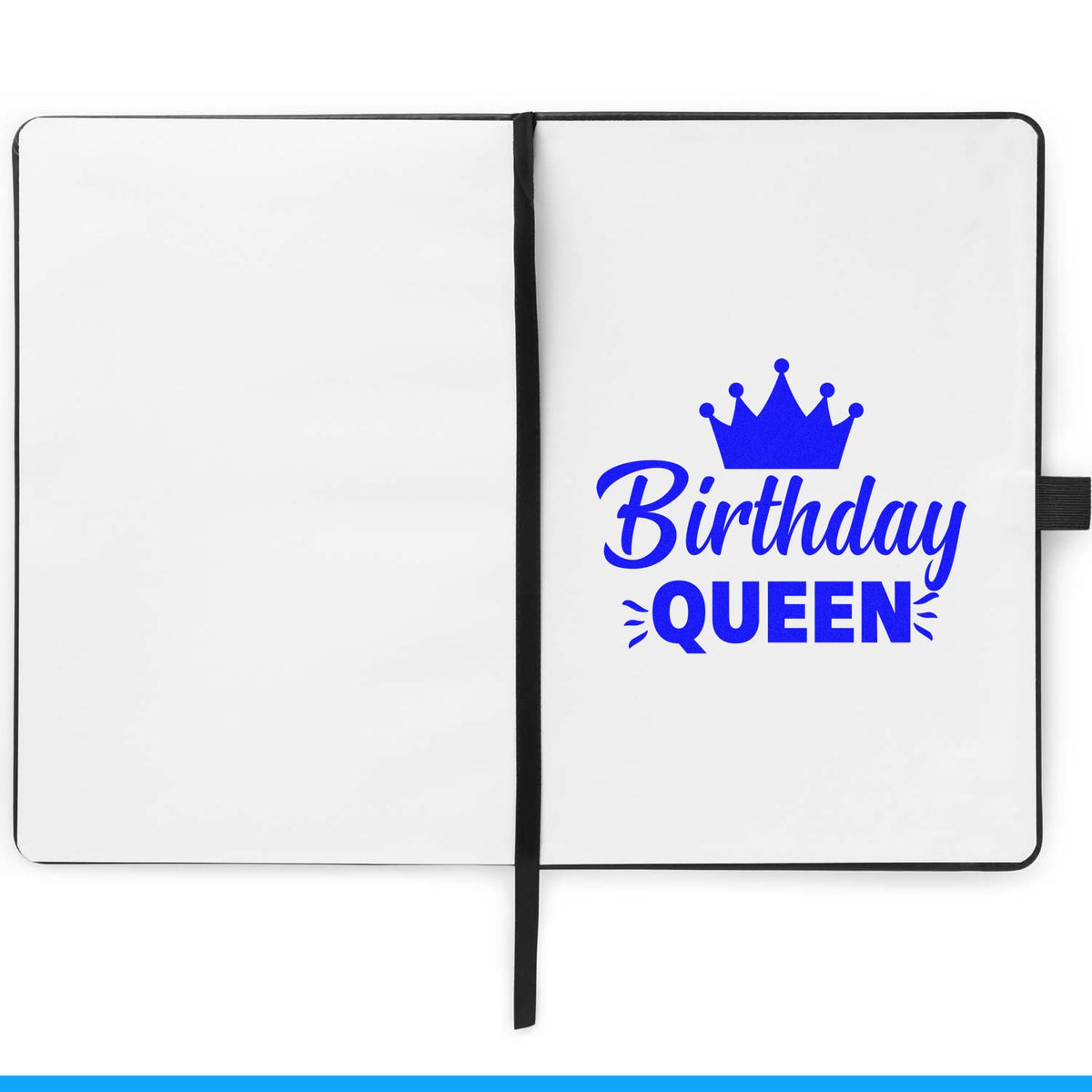 Birthday Queen Crown Graphic rubber stamp shown in blue ink, stamped for projects such as mother album page.