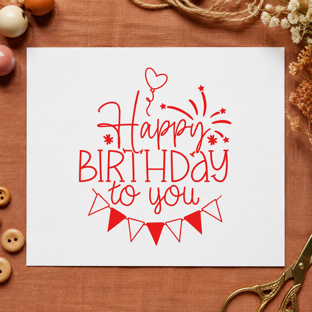 Birthday To You Fireworks Balloons Rubber Stamp – Duo Hand in use 8