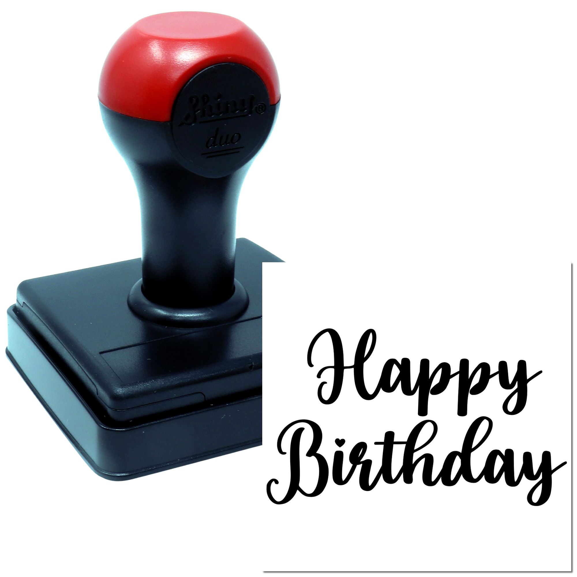 Happy Birthday rubber stamp, self-inking greeting card craft stamp for custom birthday messages and invitations