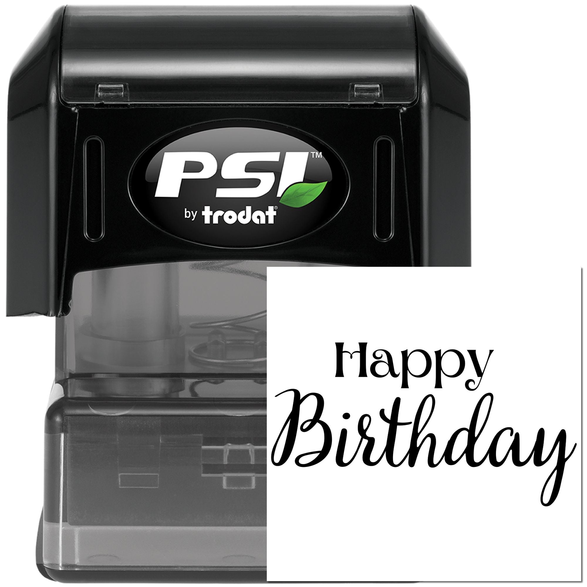 PSI by Trodat self-inking rubber stamp with Happy Birthday design for custom birthday cards and gift packaging