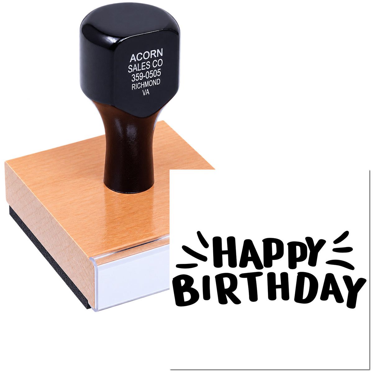 Happy Birthday rubber stamp for birthday cards, invitations, and craft projects