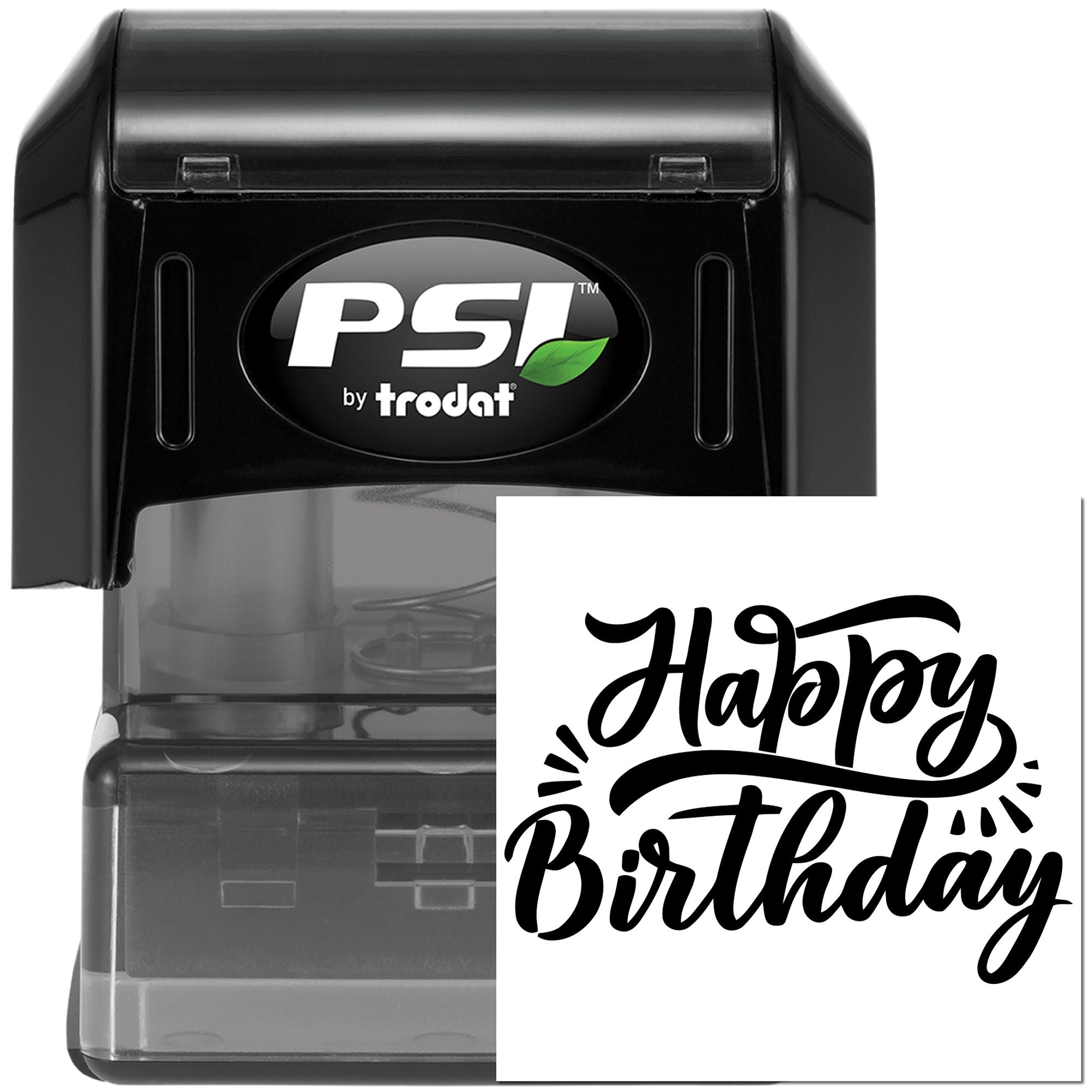 PSI by Trodat self-inking birthday rubber stamp with Happy Birthday message for cards, gifts, and crafts.