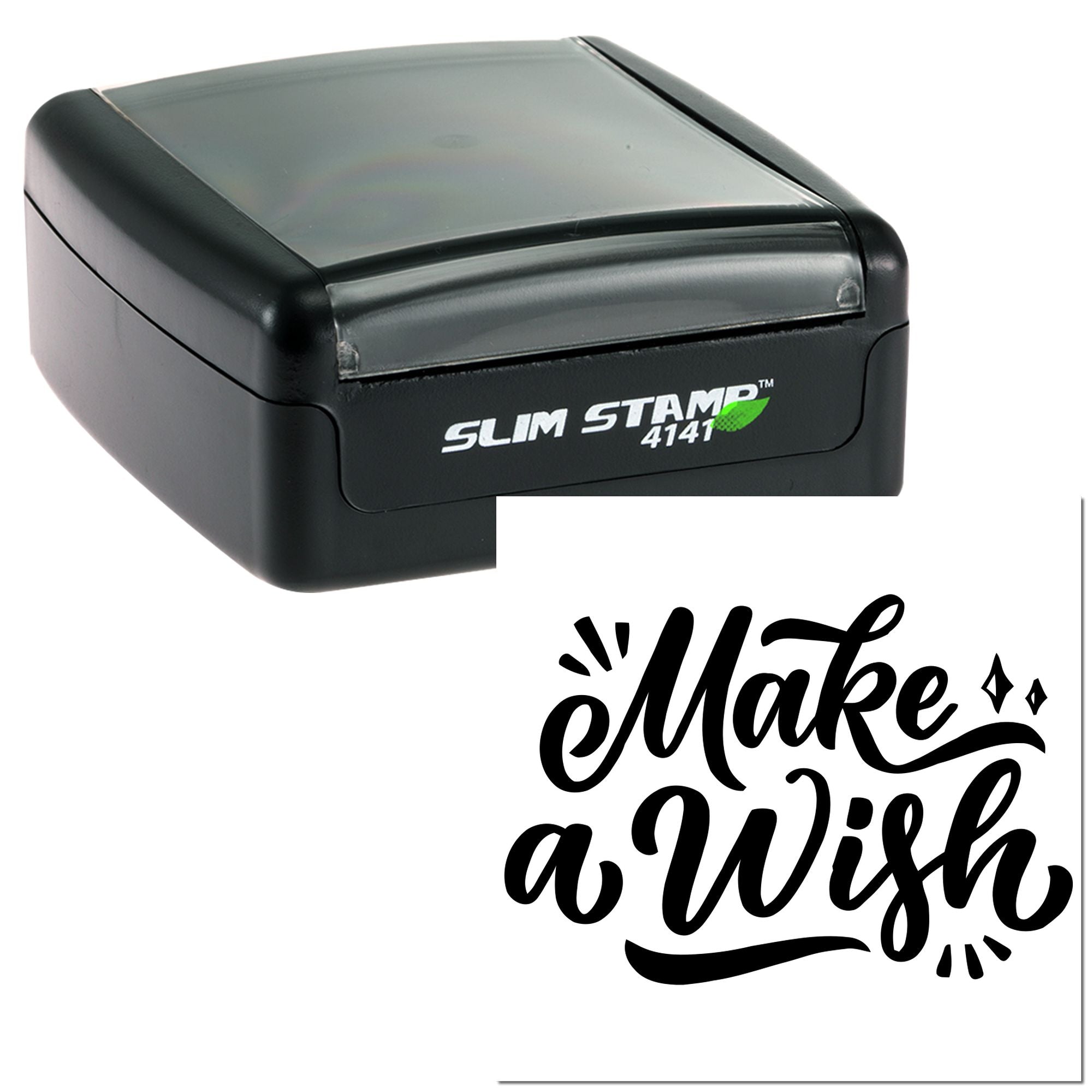 Slim Stamp 4141 rubber stamp with Make a Wish script design for cards, gifts, and DIY craft projects.