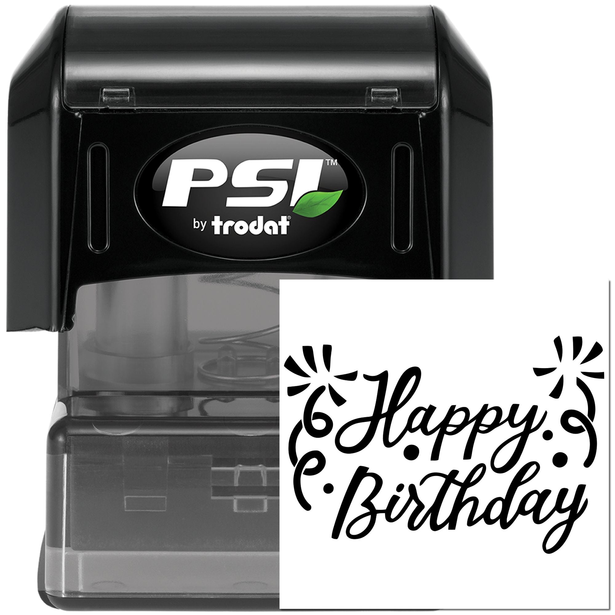 PSI by Trodat custom birthday rubber stamp with decorative Happy Birthday imprint for cards, crafts, and party invitations