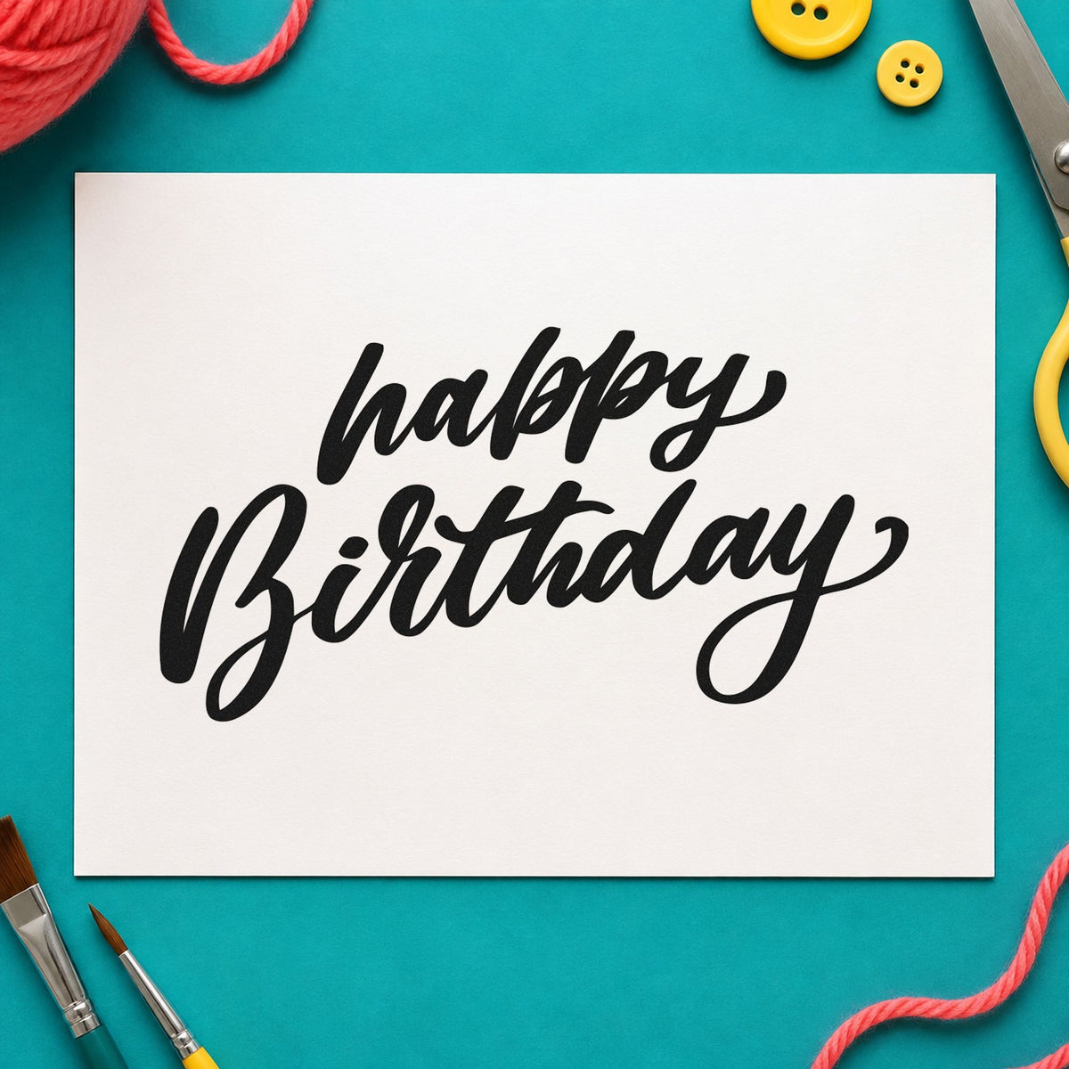 Happy Birthday Slanted Brush Pre-Inked Stamp – PSI in use 3
