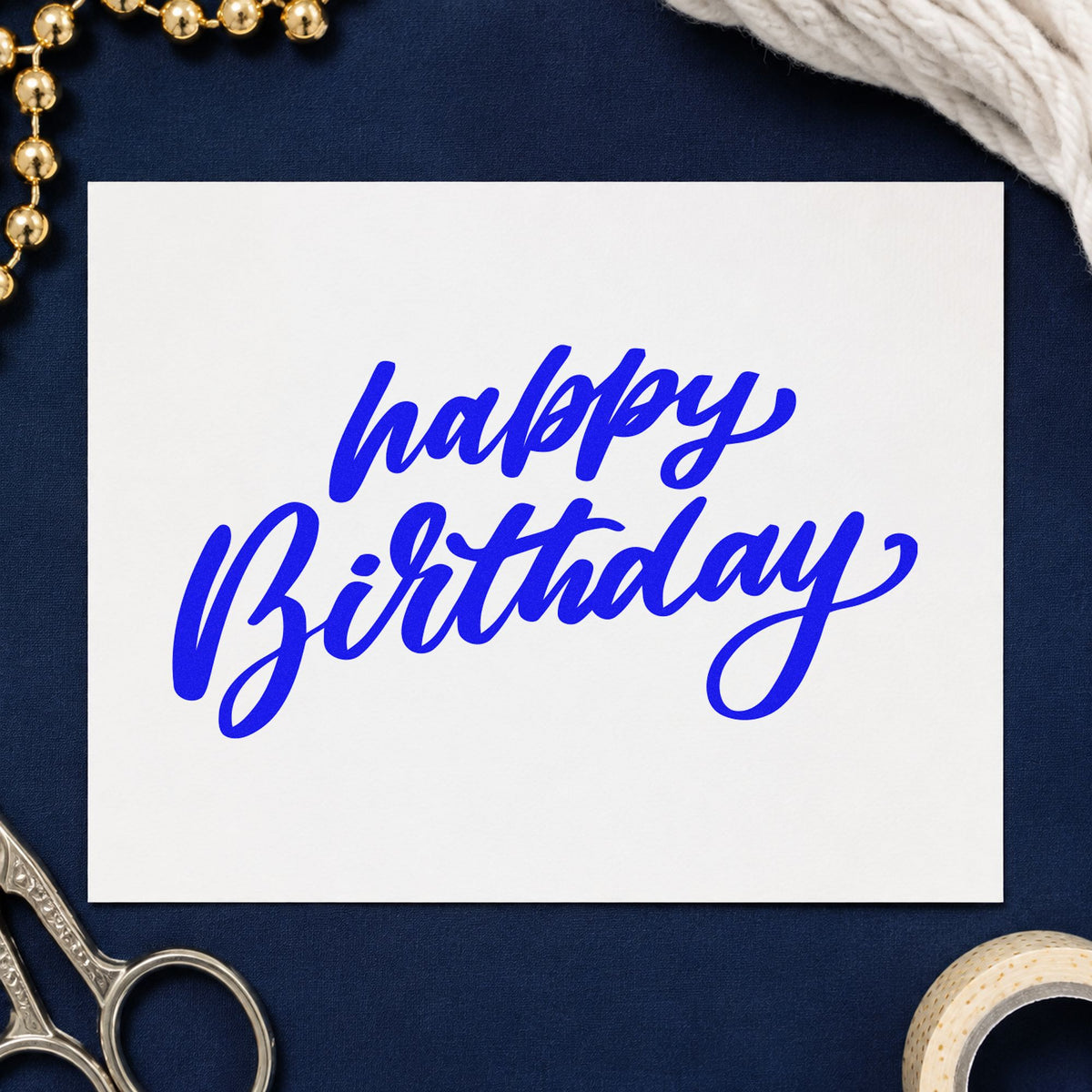 Happy Birthday Slanted Brush Stamp – Duo Hand in use 6