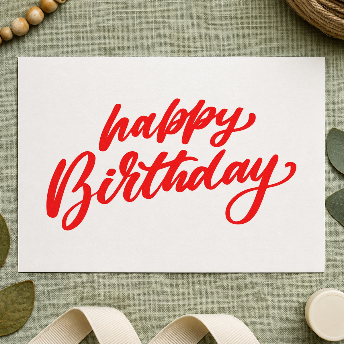 Happy Birthday Slanted Brush Rubber Stamp – Wood Handle in use 8