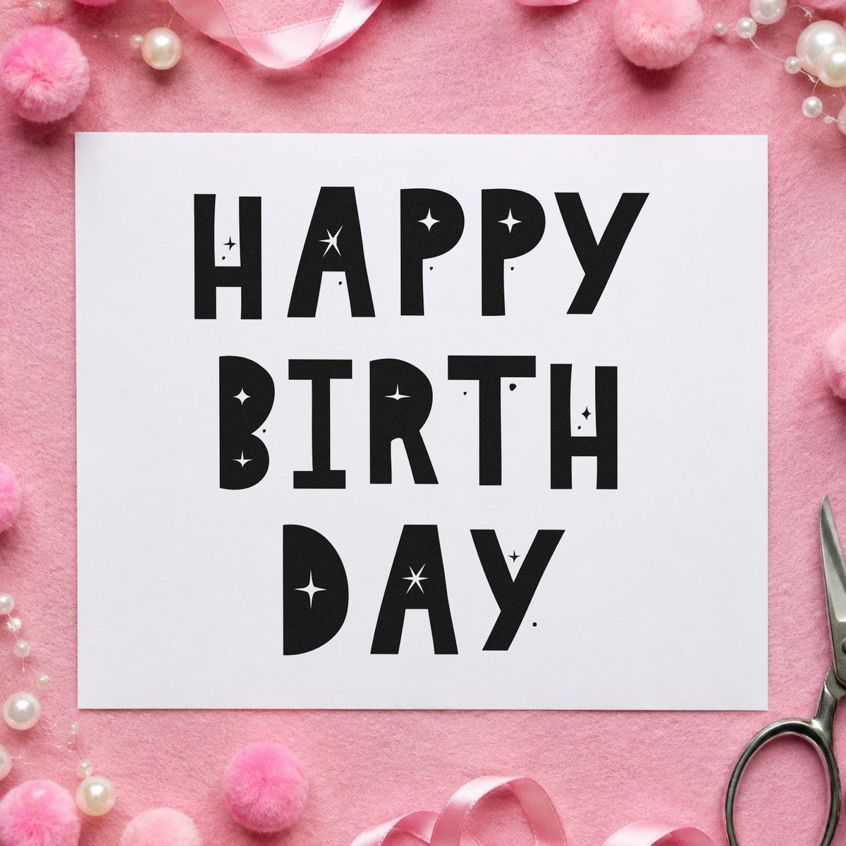 Birthday Block Star Cutouts Lettering Rubber Stamp – Wood Handle in use 10