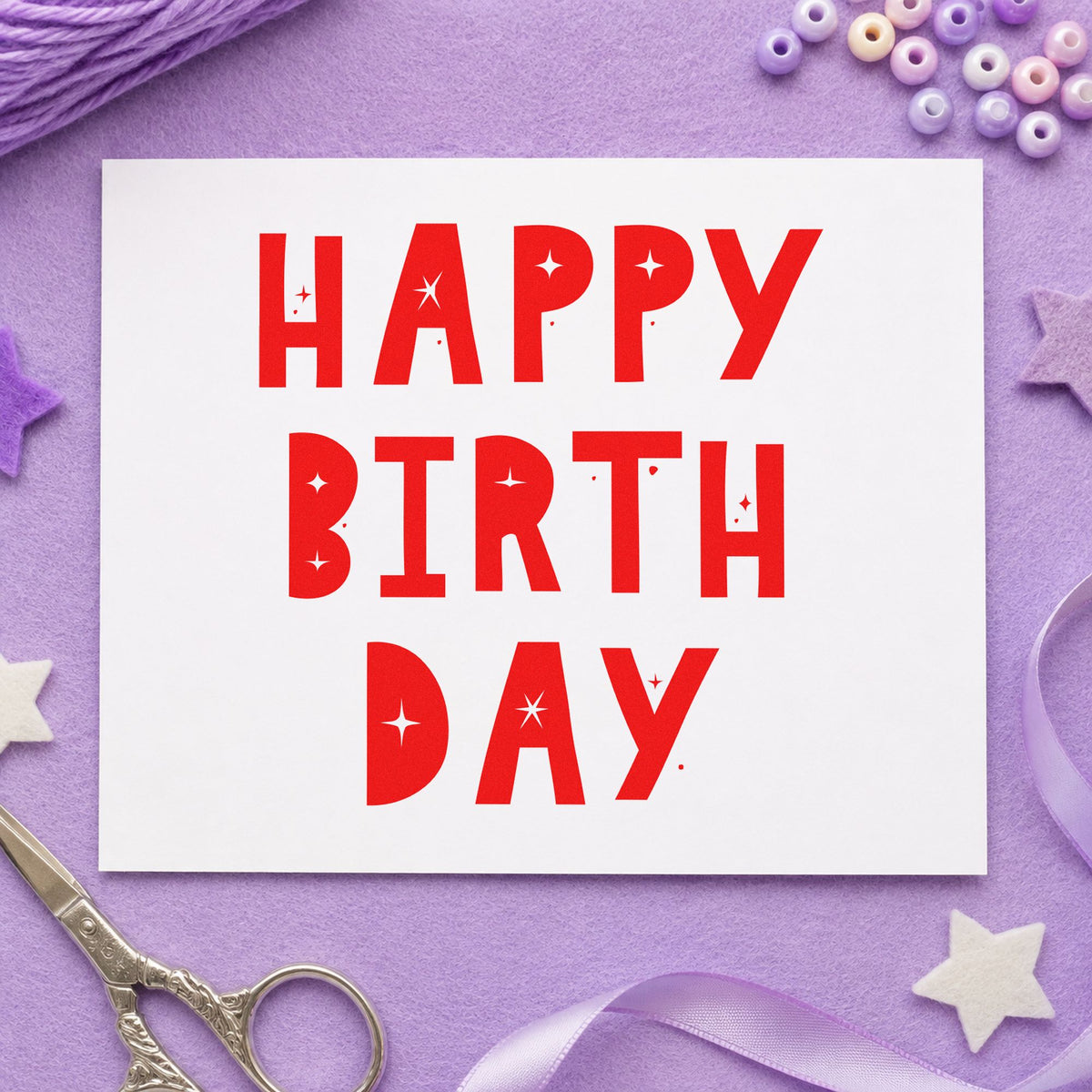 Birthday Block Star Cutouts Lettering Rubber Stamp – Wood Handle in use 7
