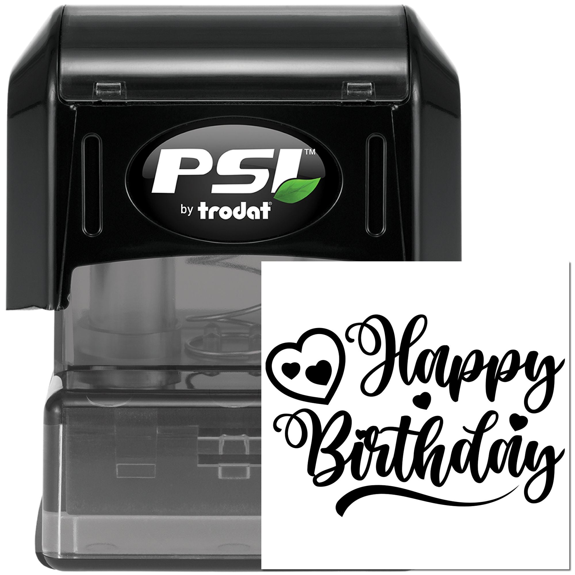 PSI by Trodat self-inking rubber stamp with Happy Birthday design for personalized birthday cards and craft stamping.