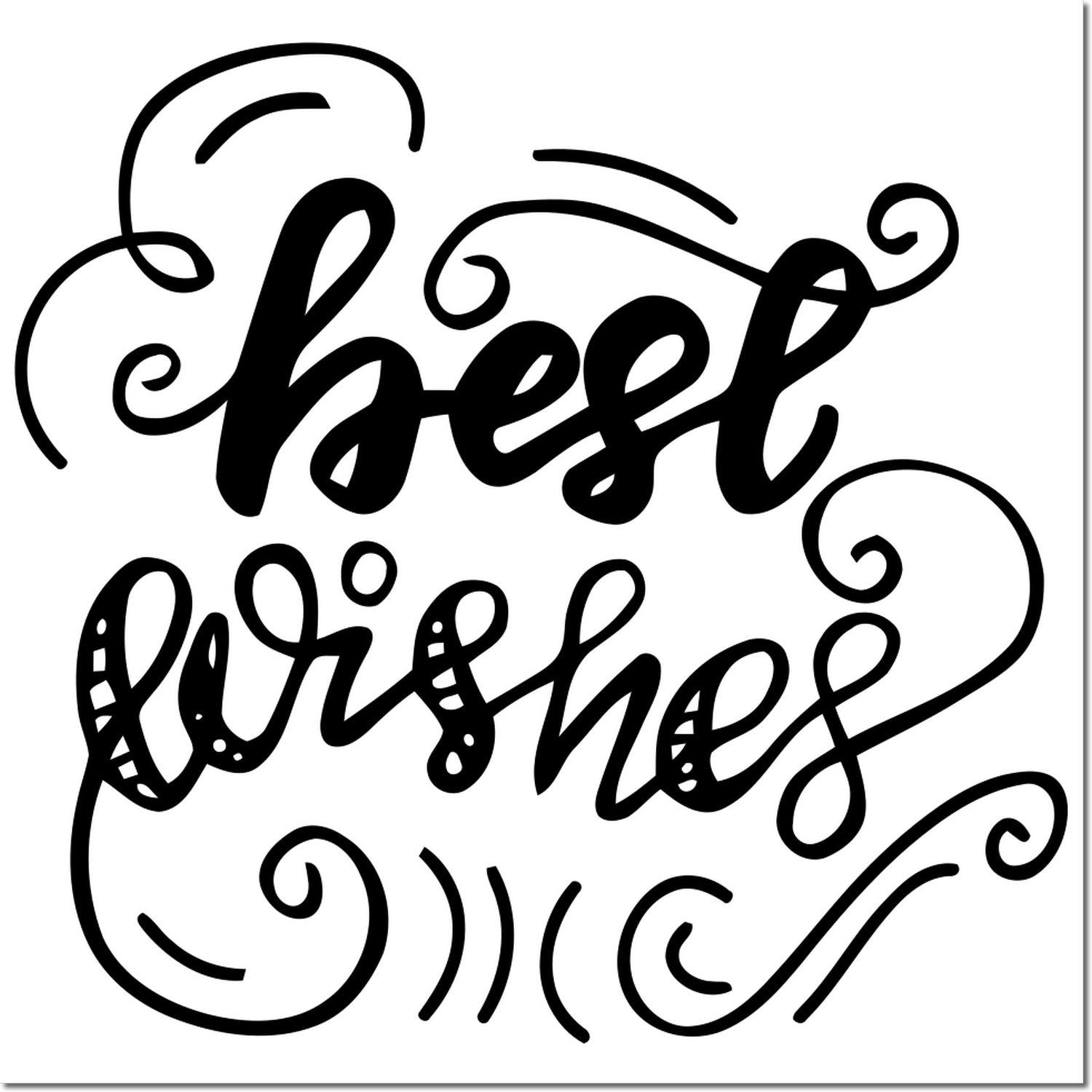 Best Wishes decorative rubber stamp with elegant swirls for greeting cards, gift tags, and handmade crafts