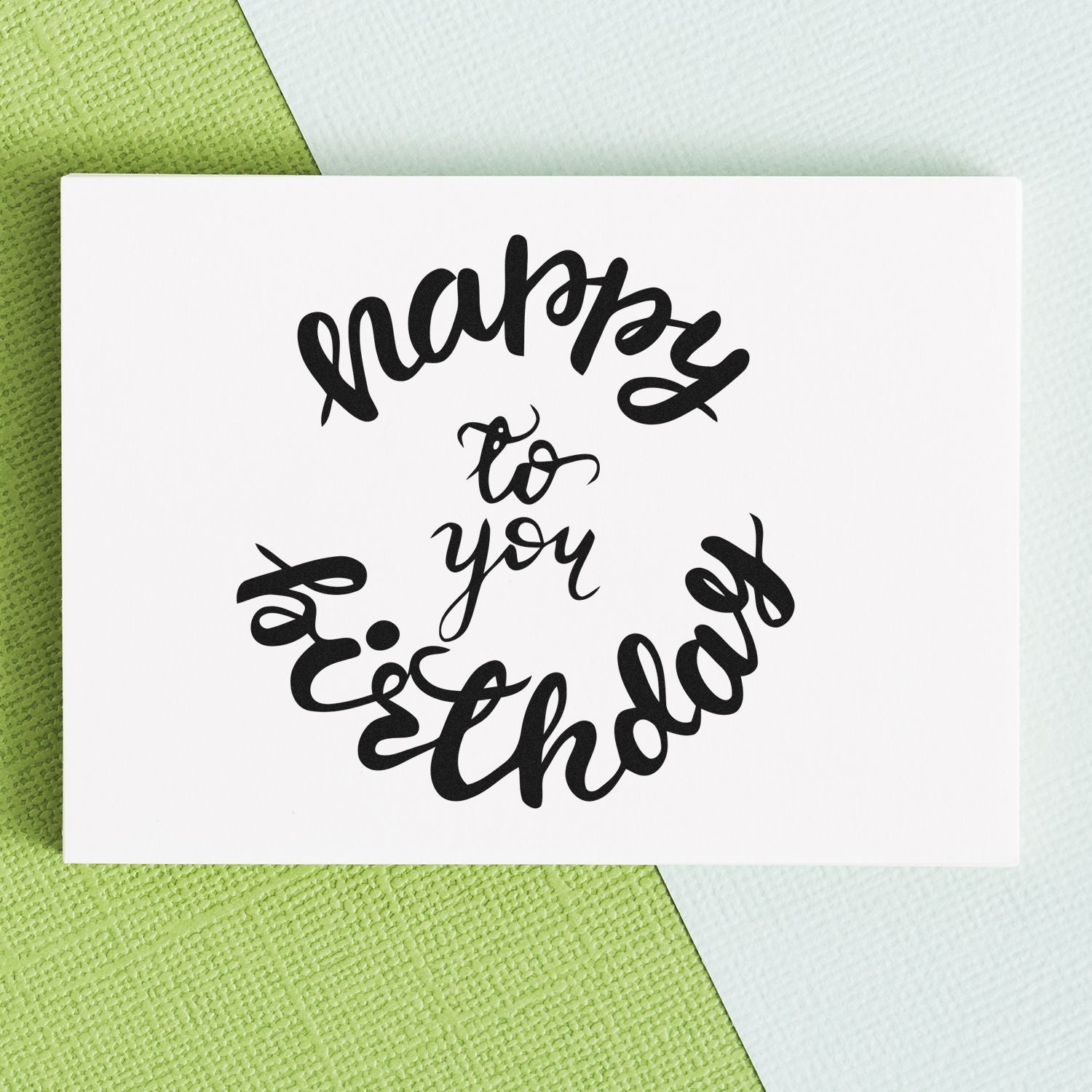 Custom rubber stamp design with festive Eid greeting in calligraphy for holiday cards and packaging