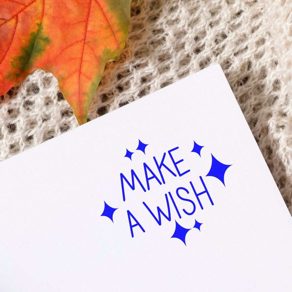 Make A Wish Sparkles rubber stamp shown in purple ink, stamped for projects such as bedtime album page.