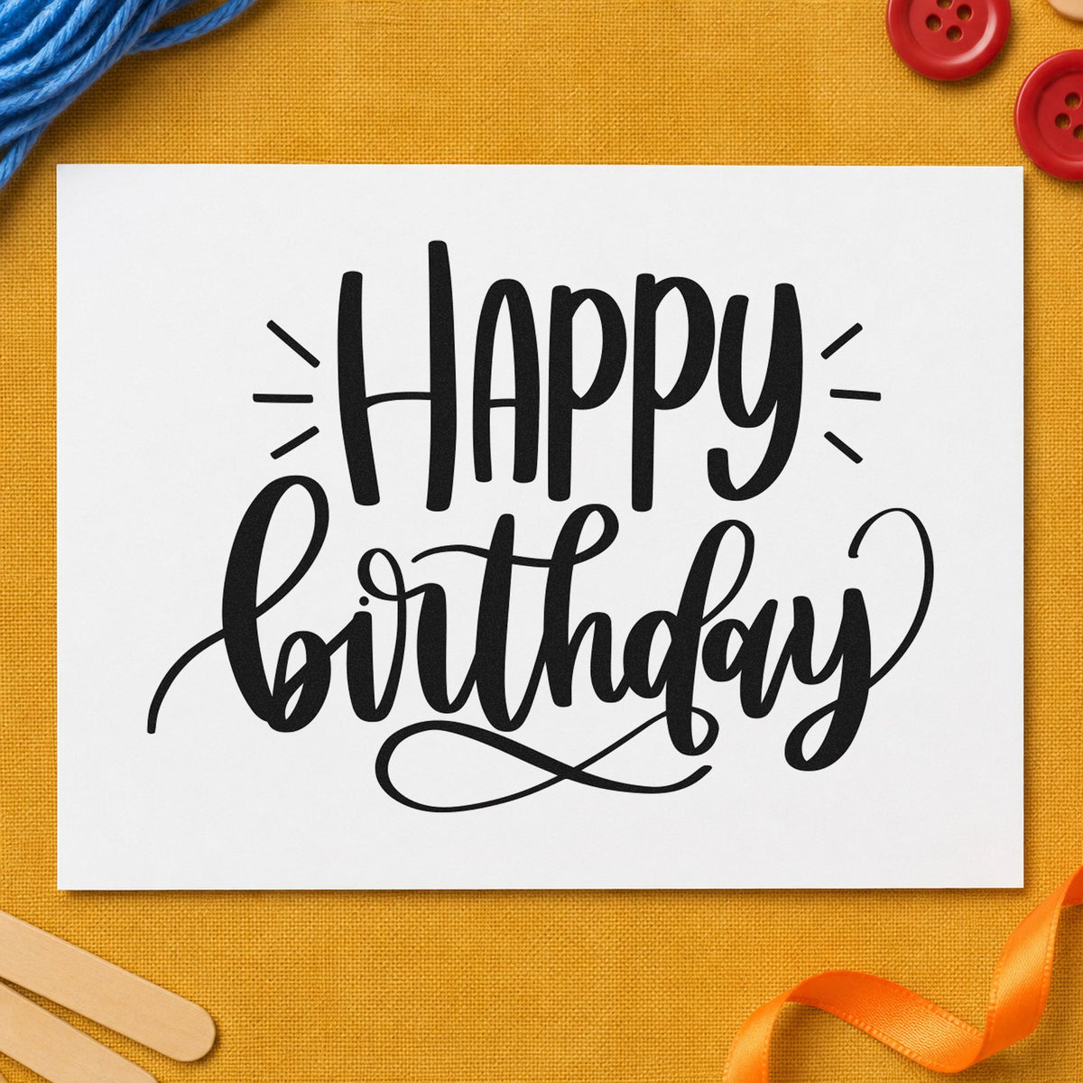 Happy Birthday Loop Flourished Lettering Duo Hand Stamp in use 9