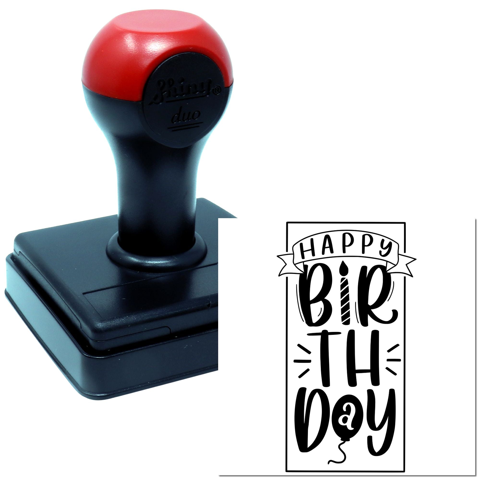Self-inking rubber stamp for birthday cards with Happy Birthday design