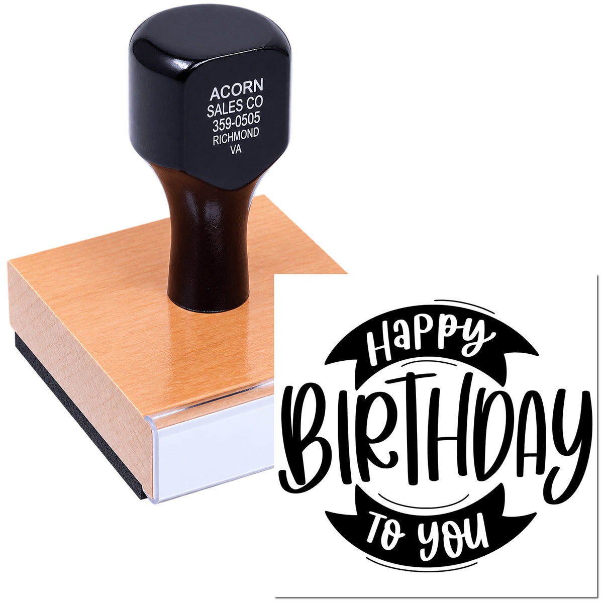 Custom Happy Birthday to You rubber stamp for birthday cards, invitations, and party favors.