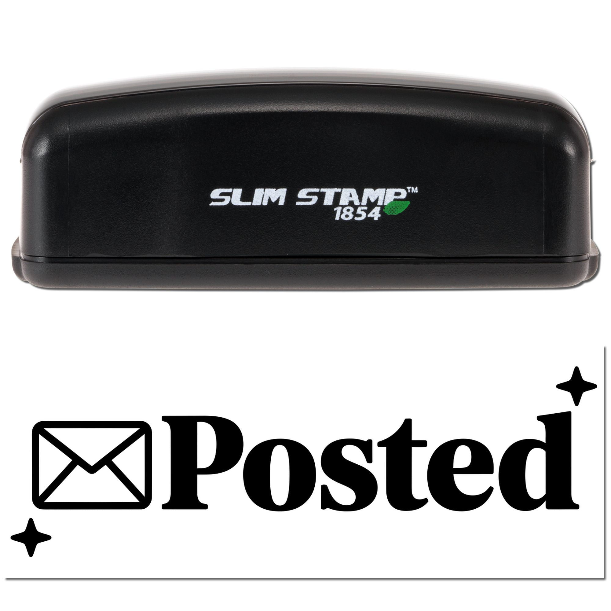 Slim Stamp 1854 self-inking rubber stamp with Posted impression for mailing and office use