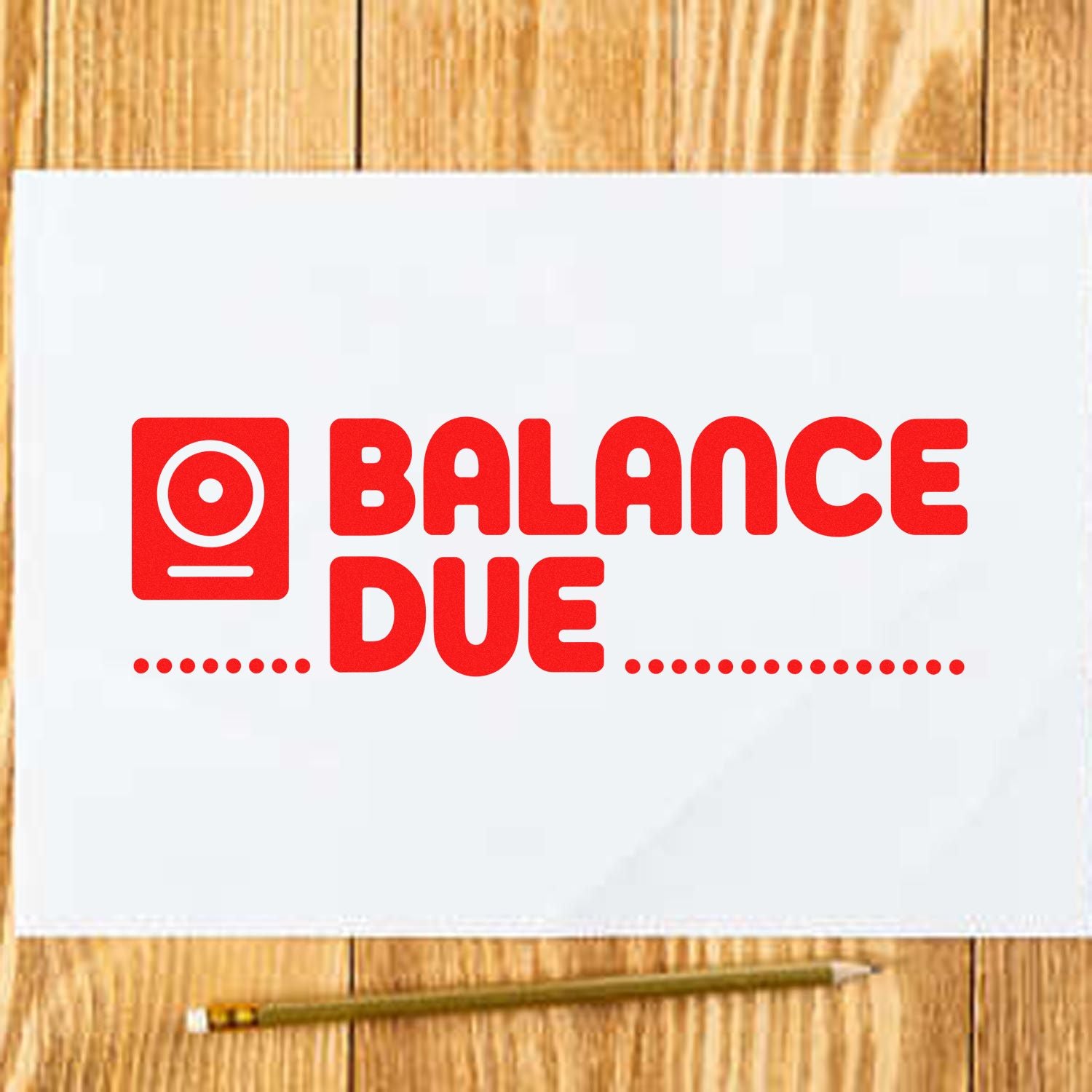 Balance Due rubber stamp design in red, ideal for invoice processing and payment reminder forms.
