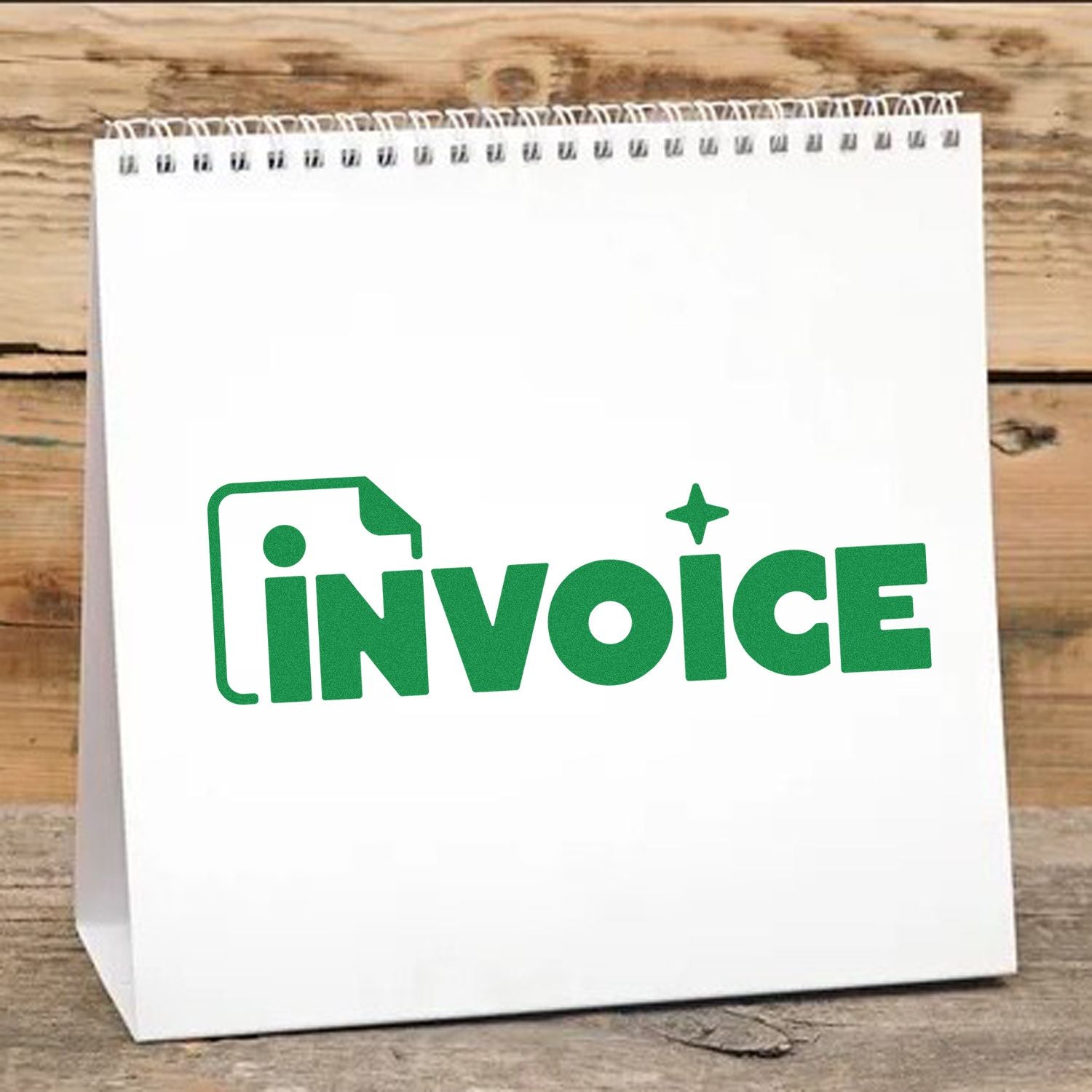 Invoice rubber stamp logo for custom billing, bookkeeping, and office organization.