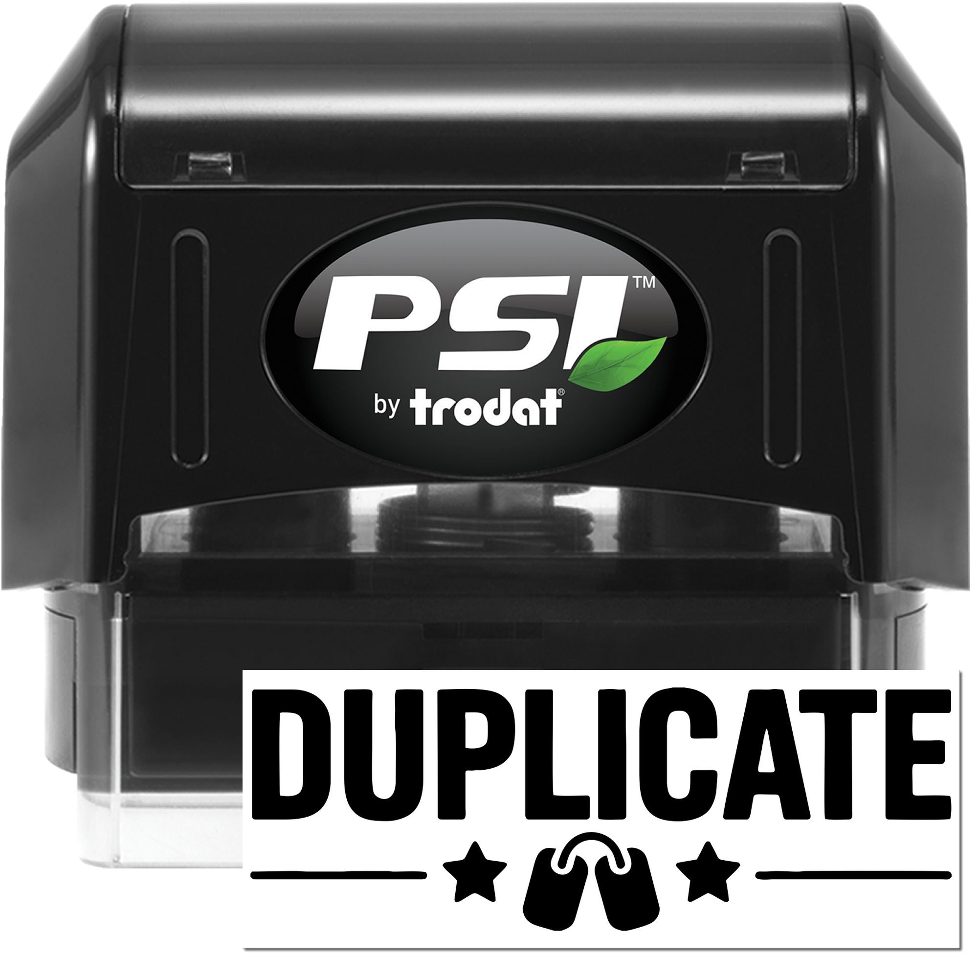 PSI by Trodat self-inking duplicate rubber stamp for clearly marking documents as duplicate.