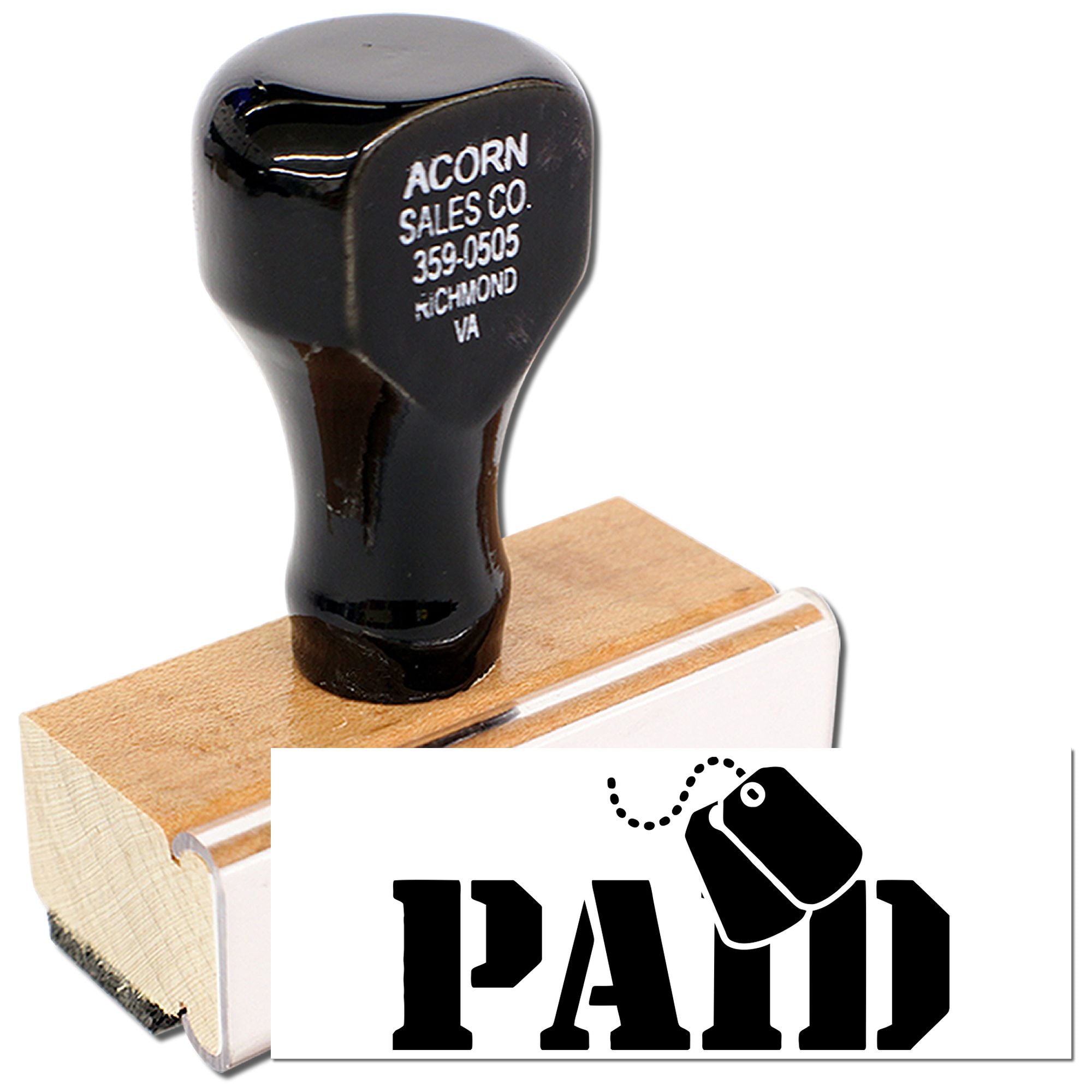 Armed Paid for Paperwork Wood Handle Stamp