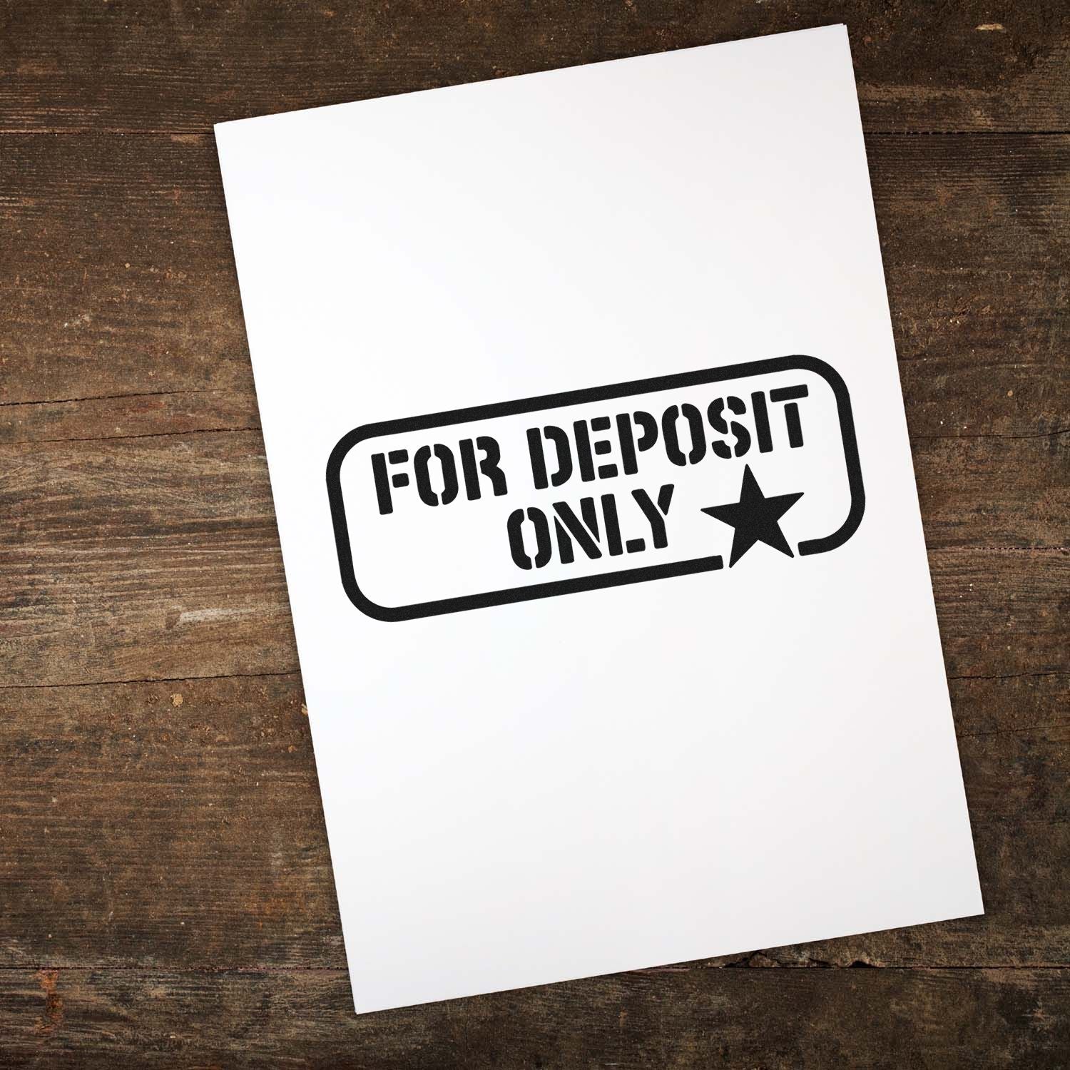 For Deposit Only rubber stamp on white paper, ideal for banking, check processing, and office document security.