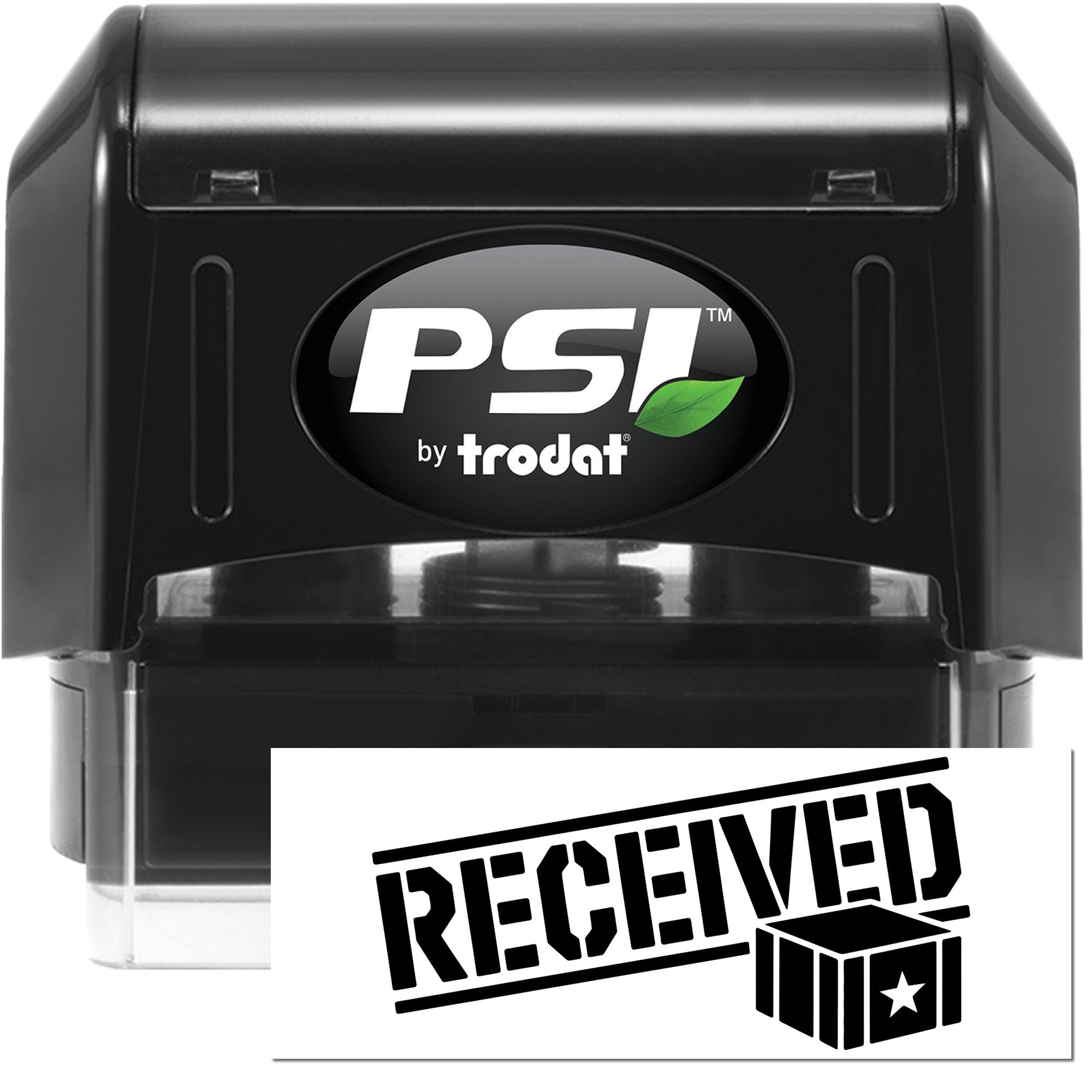 PSI by Trodat self-inking rubber stamp with Received imprint for office document processing