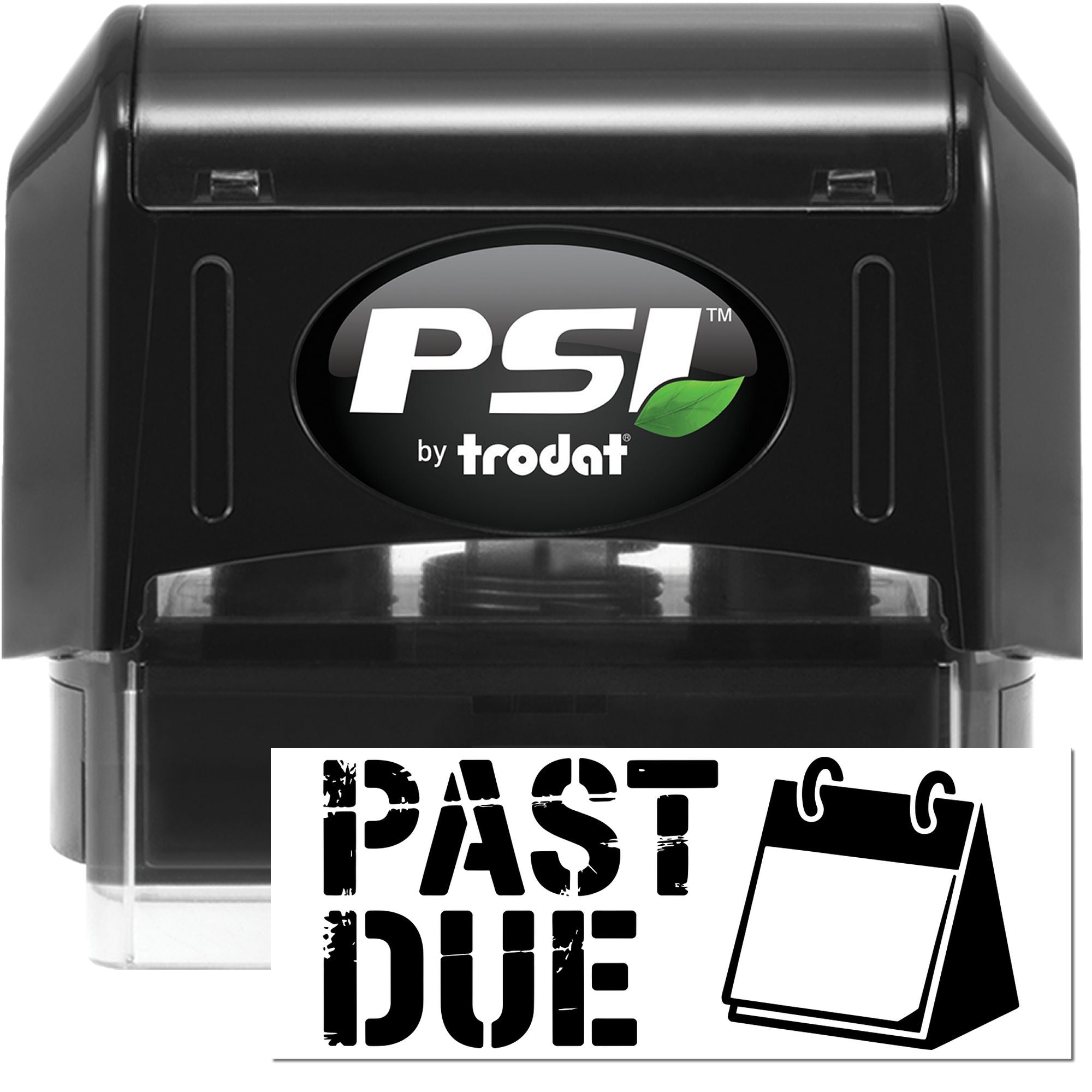 PSI by Trodat self-inking rubber stamp with Past Due imprint for office invoices and payment reminder marking.