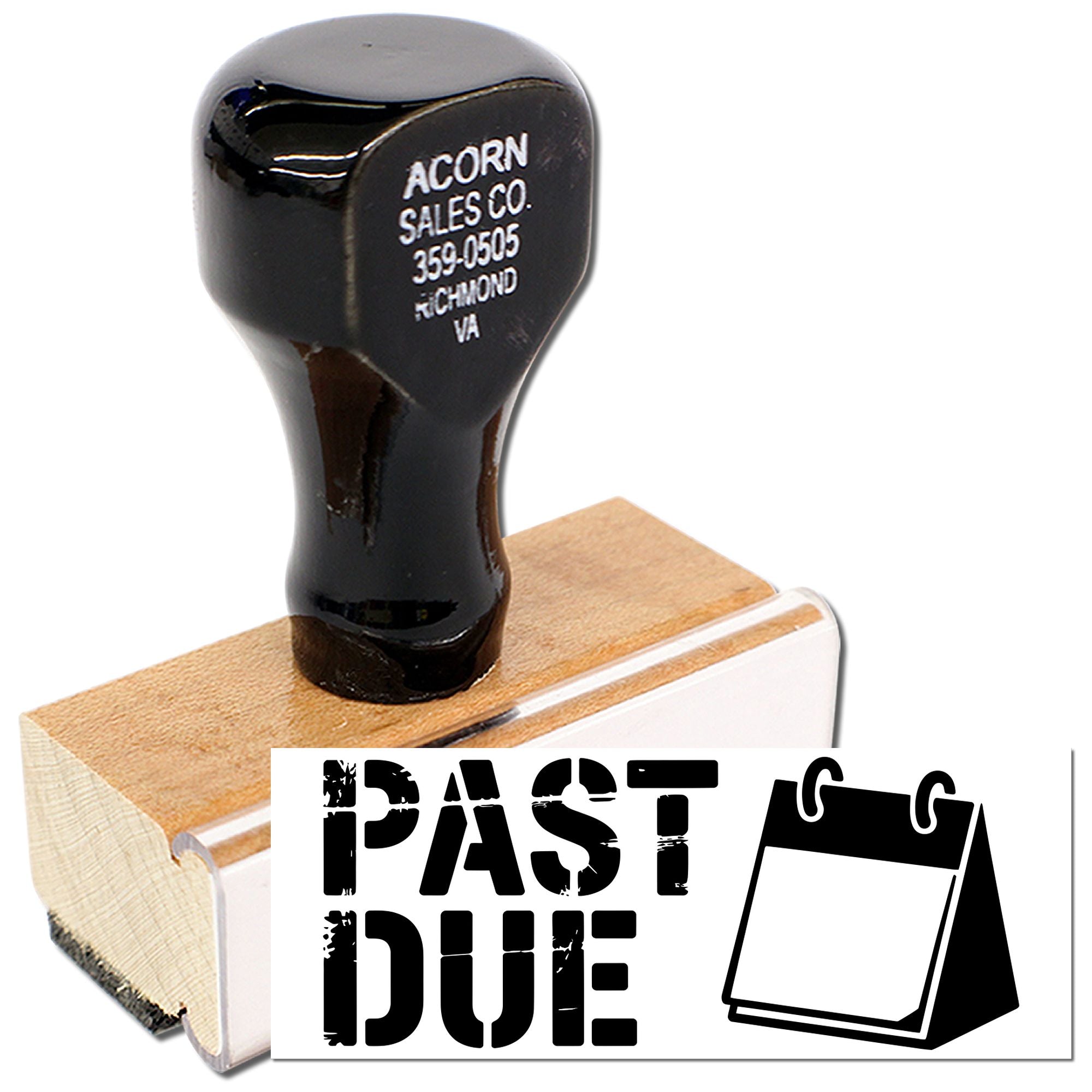 Past Due rubber stamp for invoices and overdue bills, ideal for office accounts receivable.