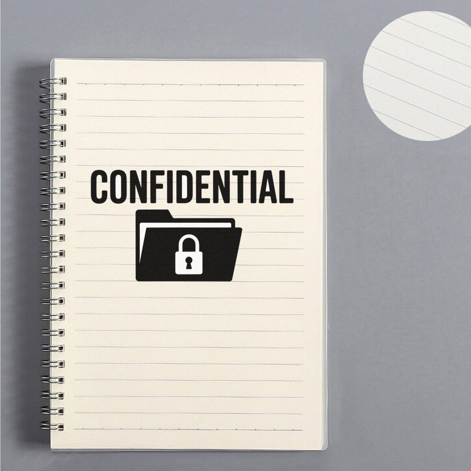 Confidential rubber stamp design with lock icon for secure documents, folders, and office file marking.