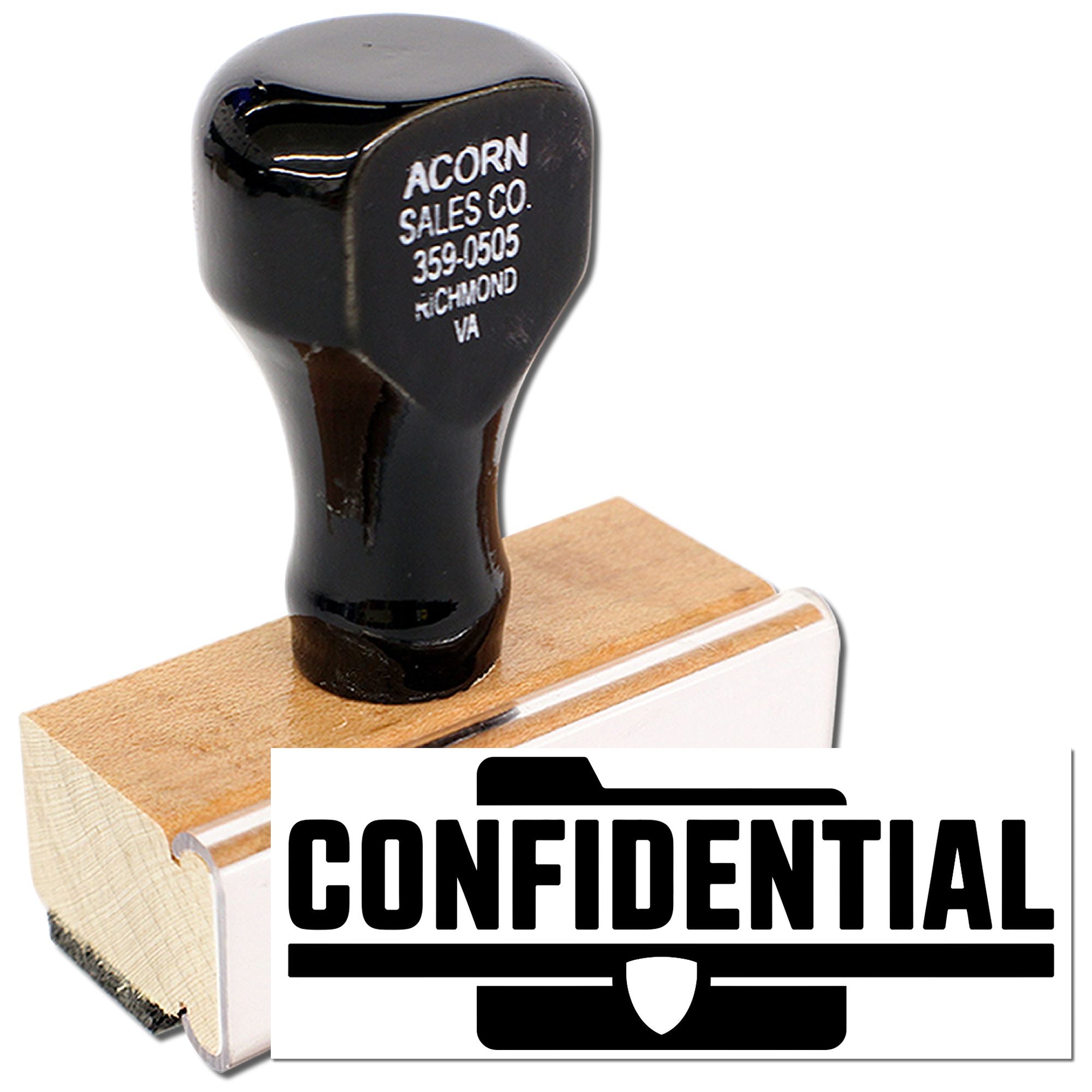 Custom confidential rubber stamp for marking office documents and secure files with bold CONFIDENTIAL imprint.