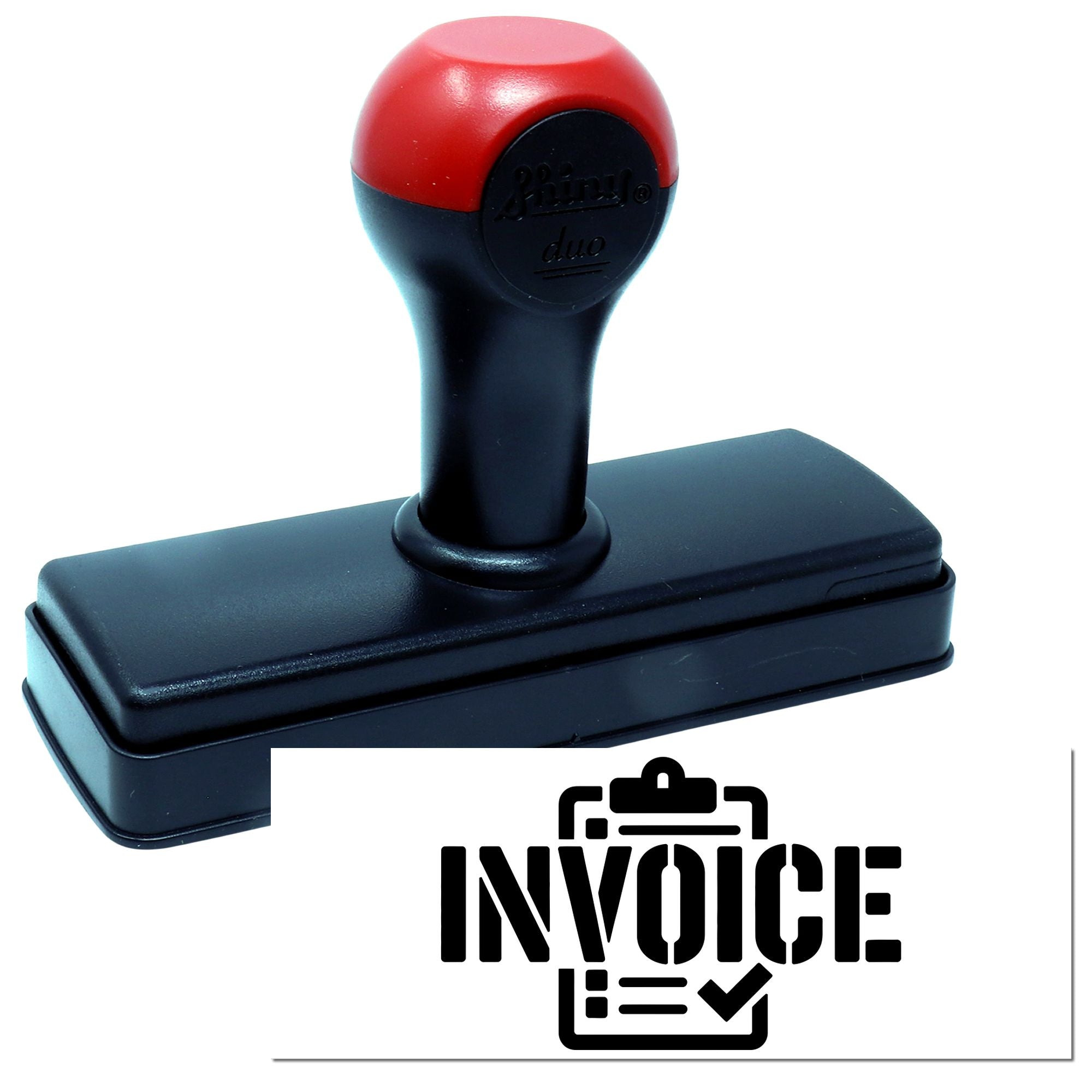 Self-inking invoice rubber stamp with custom logo design for business paperwork