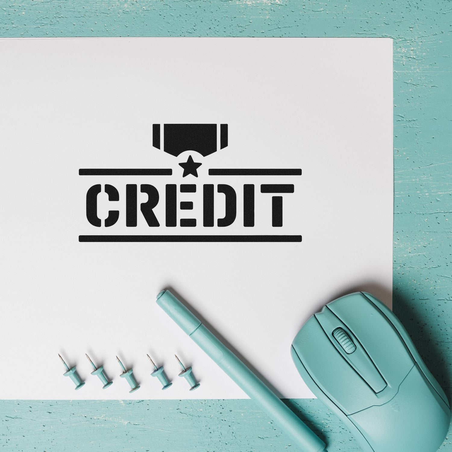 Veteran Custom Credit Posted Rubber Desk Self-Inking Stamp