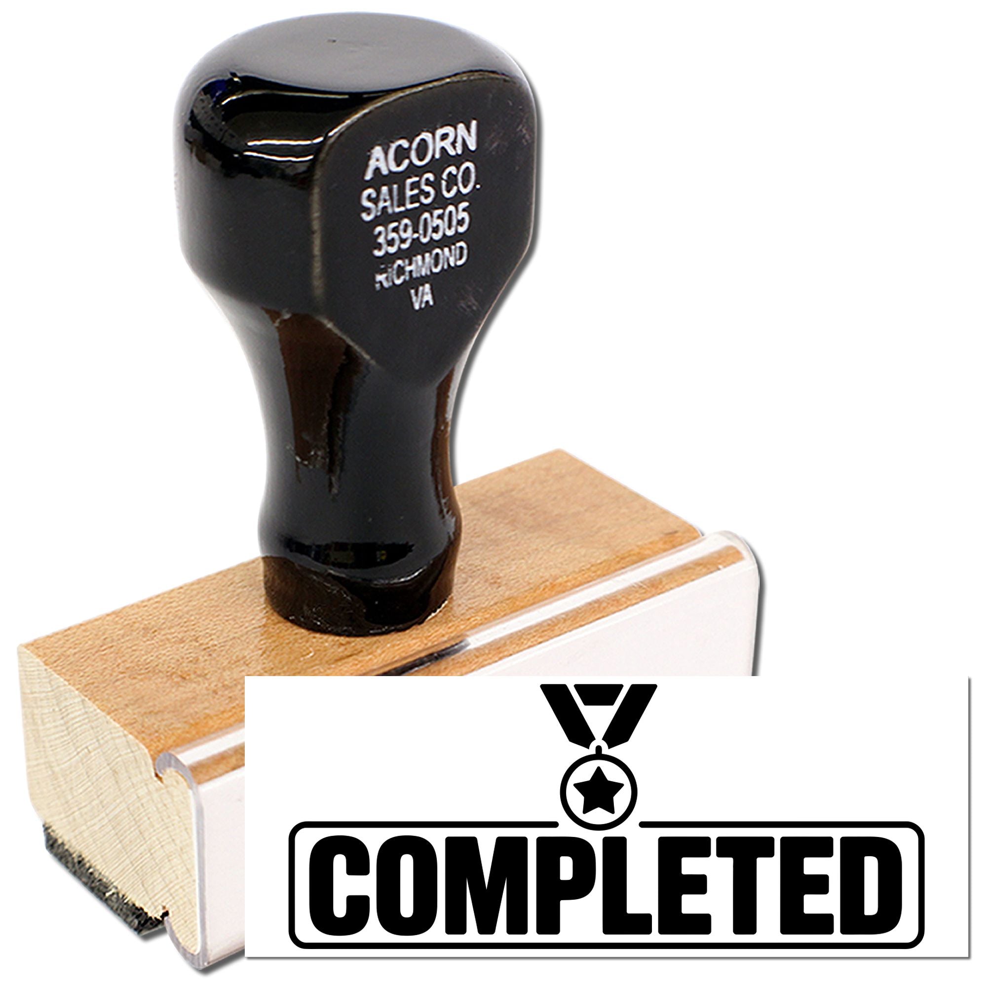 Honor Completed Document Paperwork Wood Handle Stamp