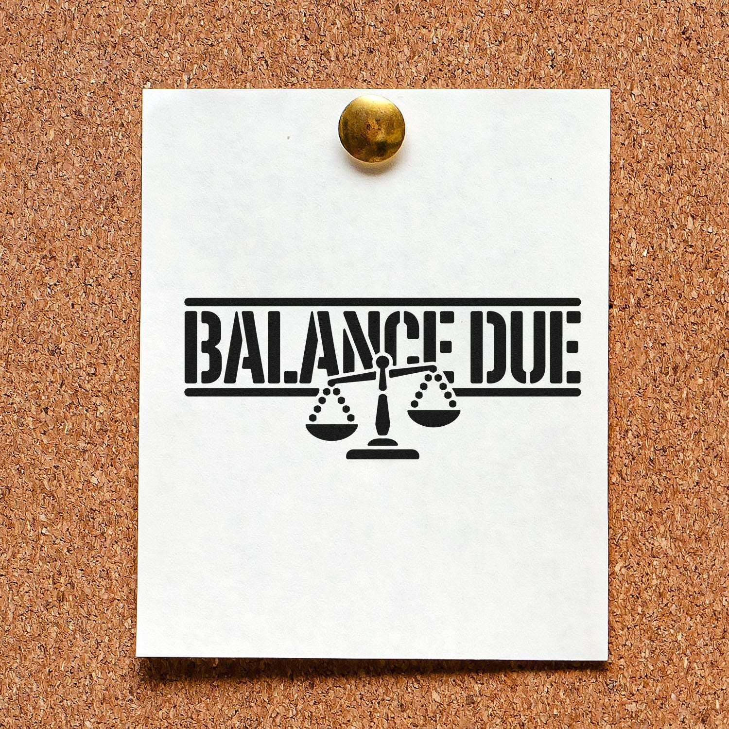 Balance due rubber stamp design with scales icon, ideal for invoices, billing, and accounting documents.