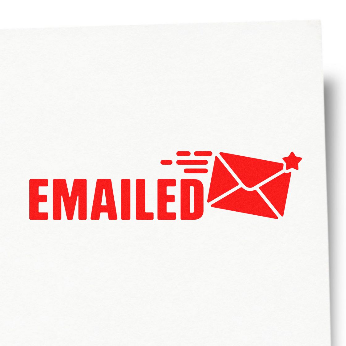 Red EMAILED rubber stamp with envelope icon for marking sent emails, office mail, and documents.