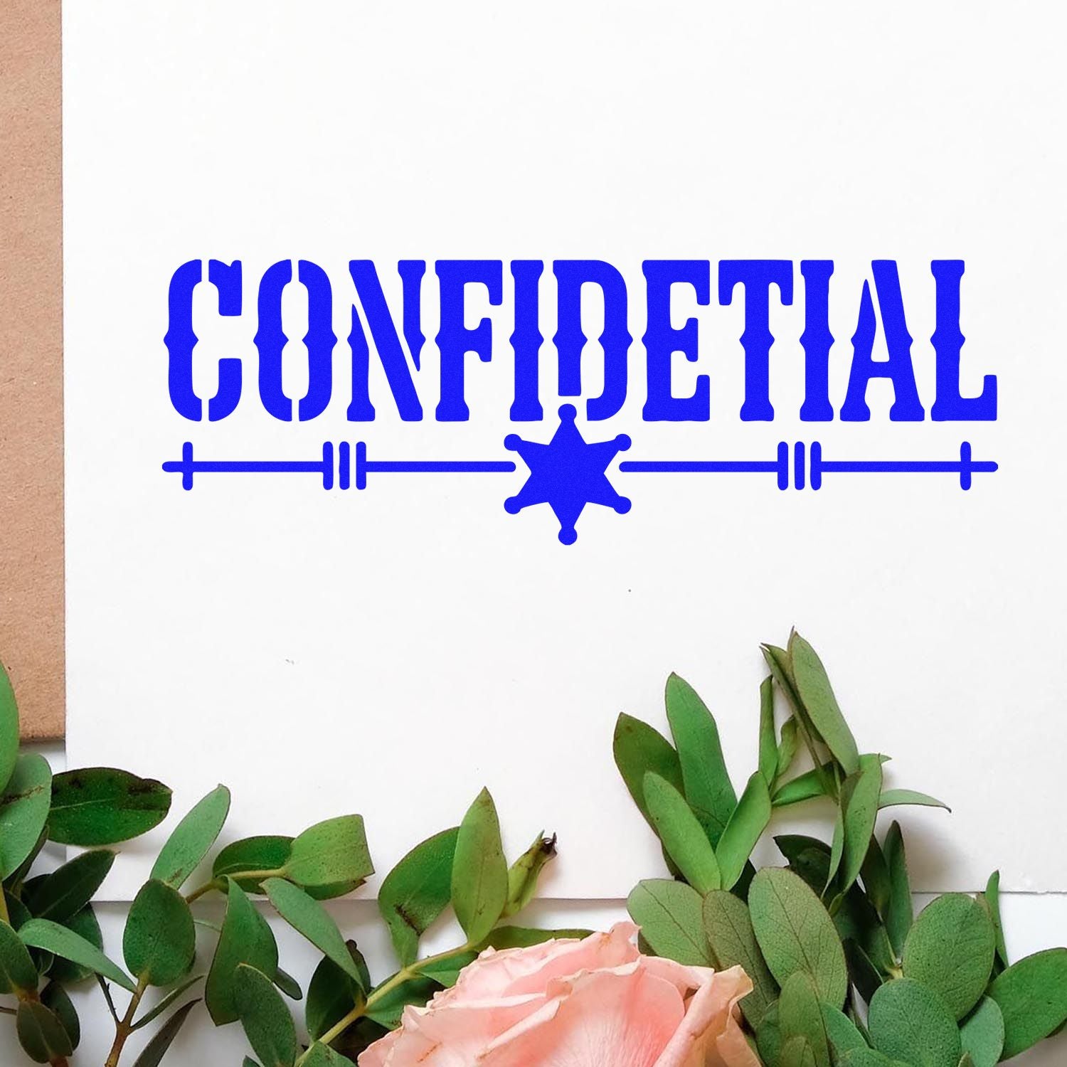 Blue Confidential rubber stamp impression for secure documents, office files, and mailing labels.