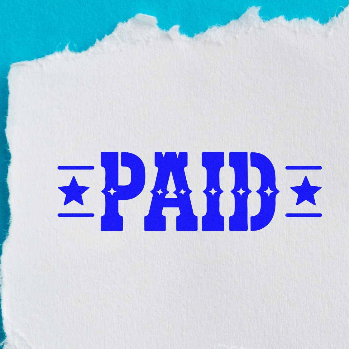 Blue PAID rubber stamp impression on paper, ideal for accounting, office approvals, and business document processing.