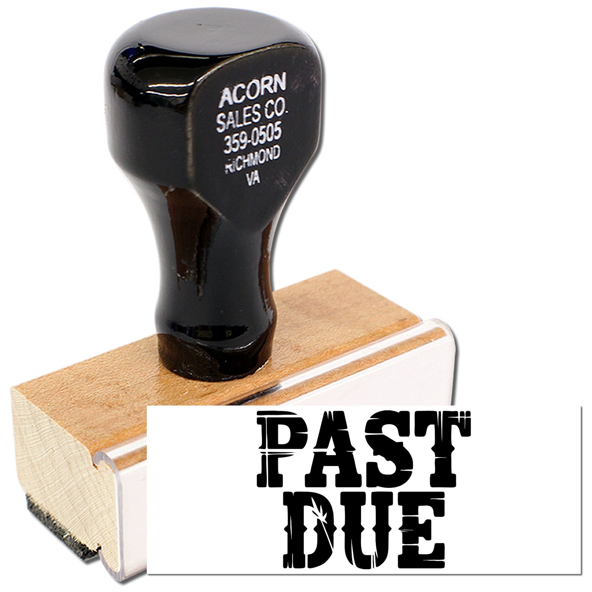 Custom rubber stamp with PAST DUE imprint for office billing, invoices, and overdue notice marking