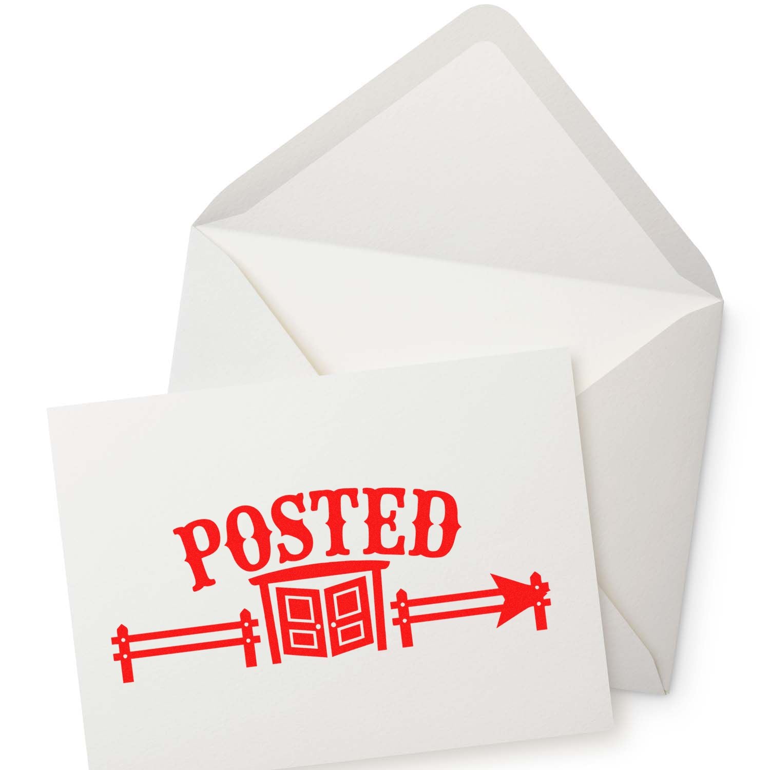 Posted rubber stamp design with envelope and mailbox icon for mailing, shipping, and craft projects.