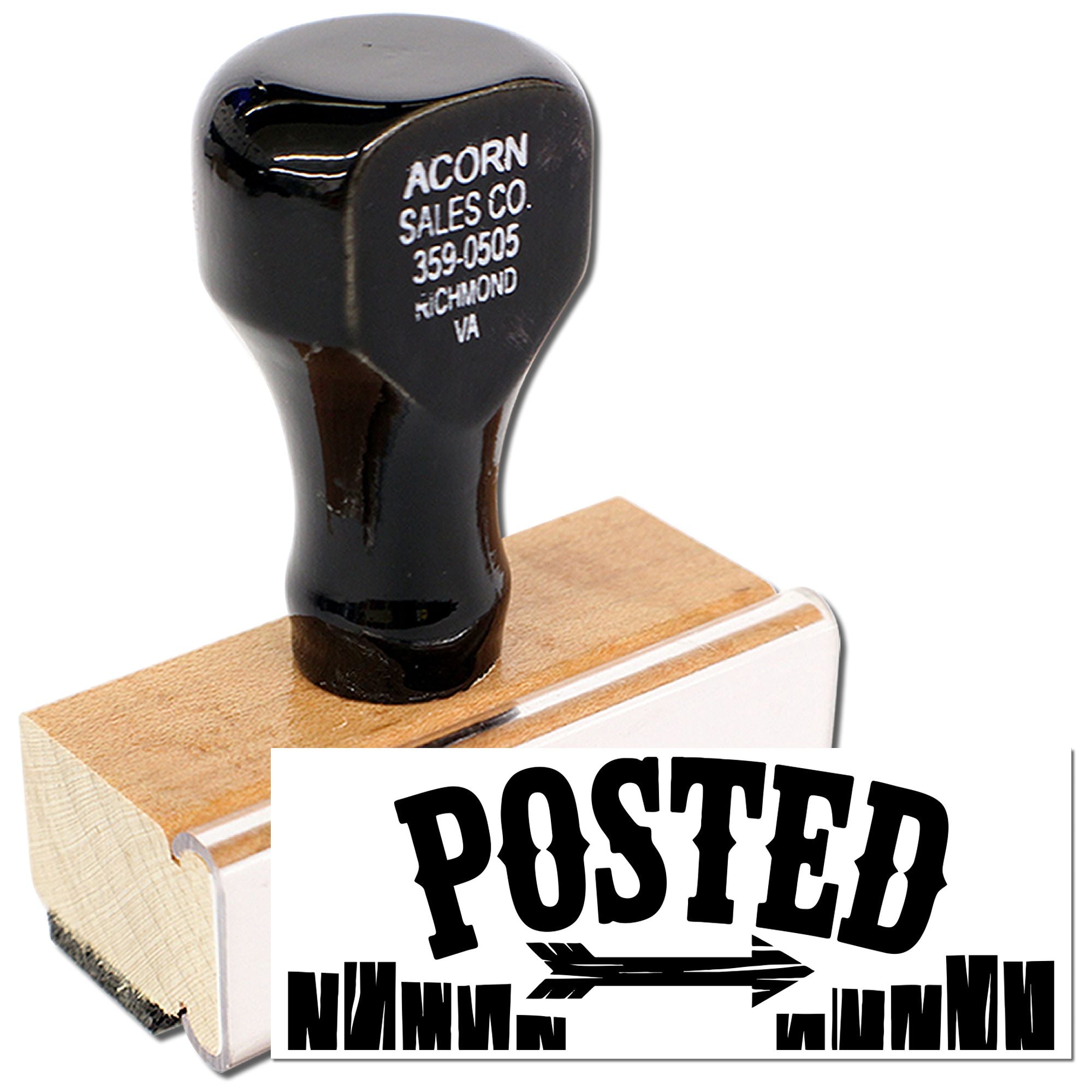 POSTED rubber stamp for office mail processing, outgoing postage marking, and document handling.