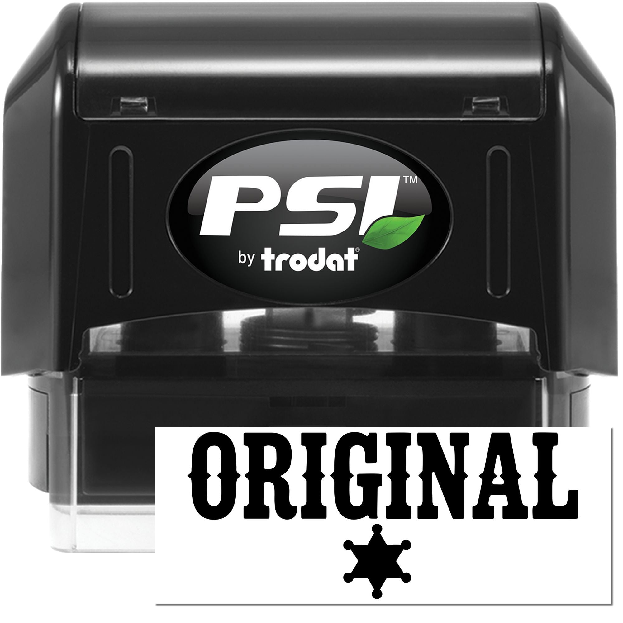 PSI by Trodat self-inking rubber stamp with ORIGINAL sheriff star imprint