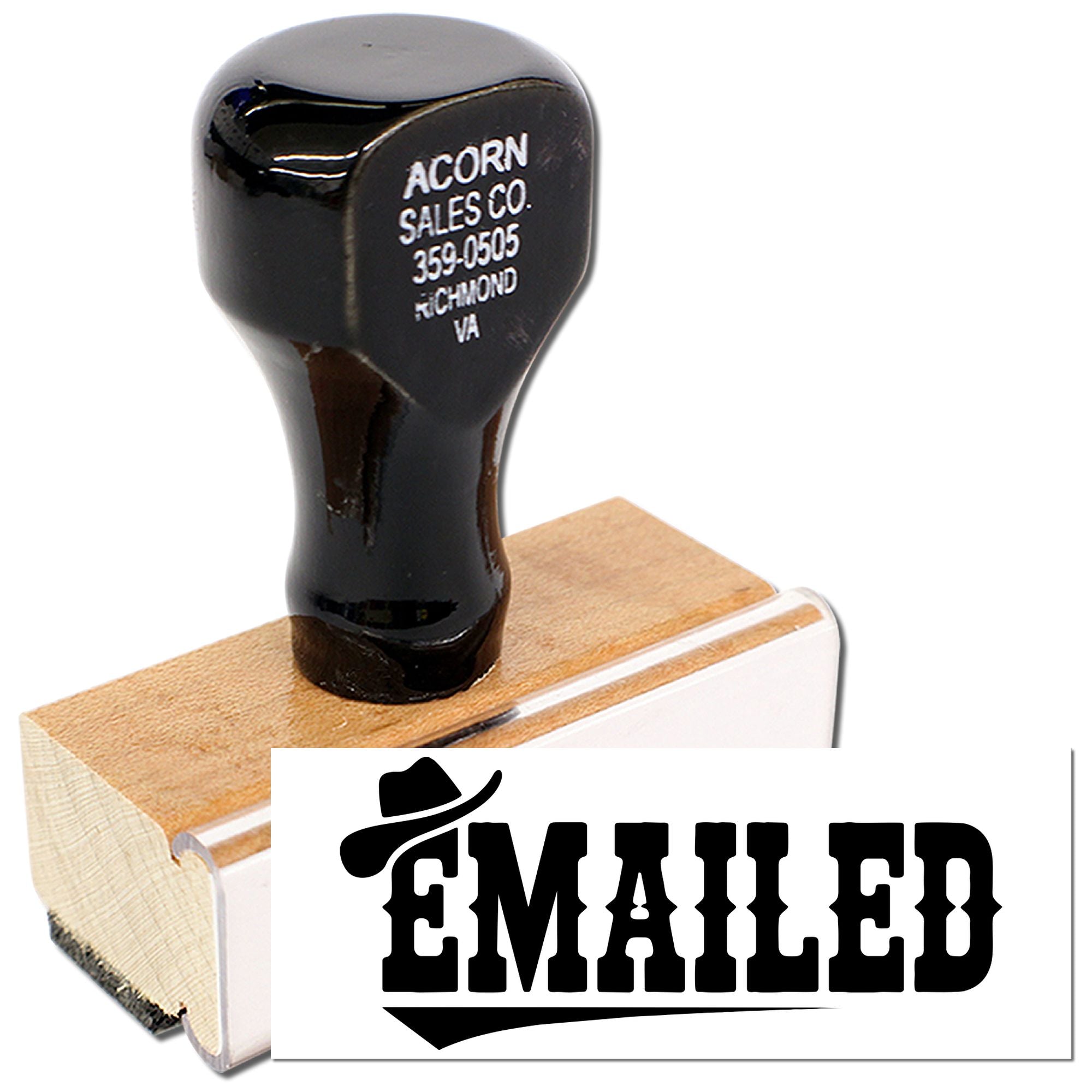 Custom EMAILED rubber stamp for marking sales documents and office correspondence.