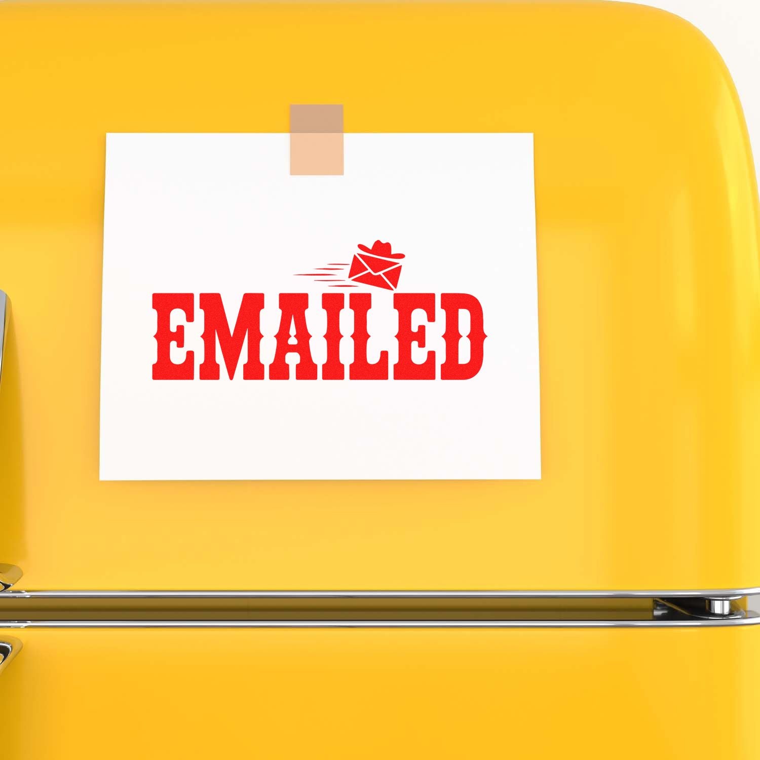 Red Emailed rubber stamp impression on paper, ideal for marking completed mail and office correspondence.